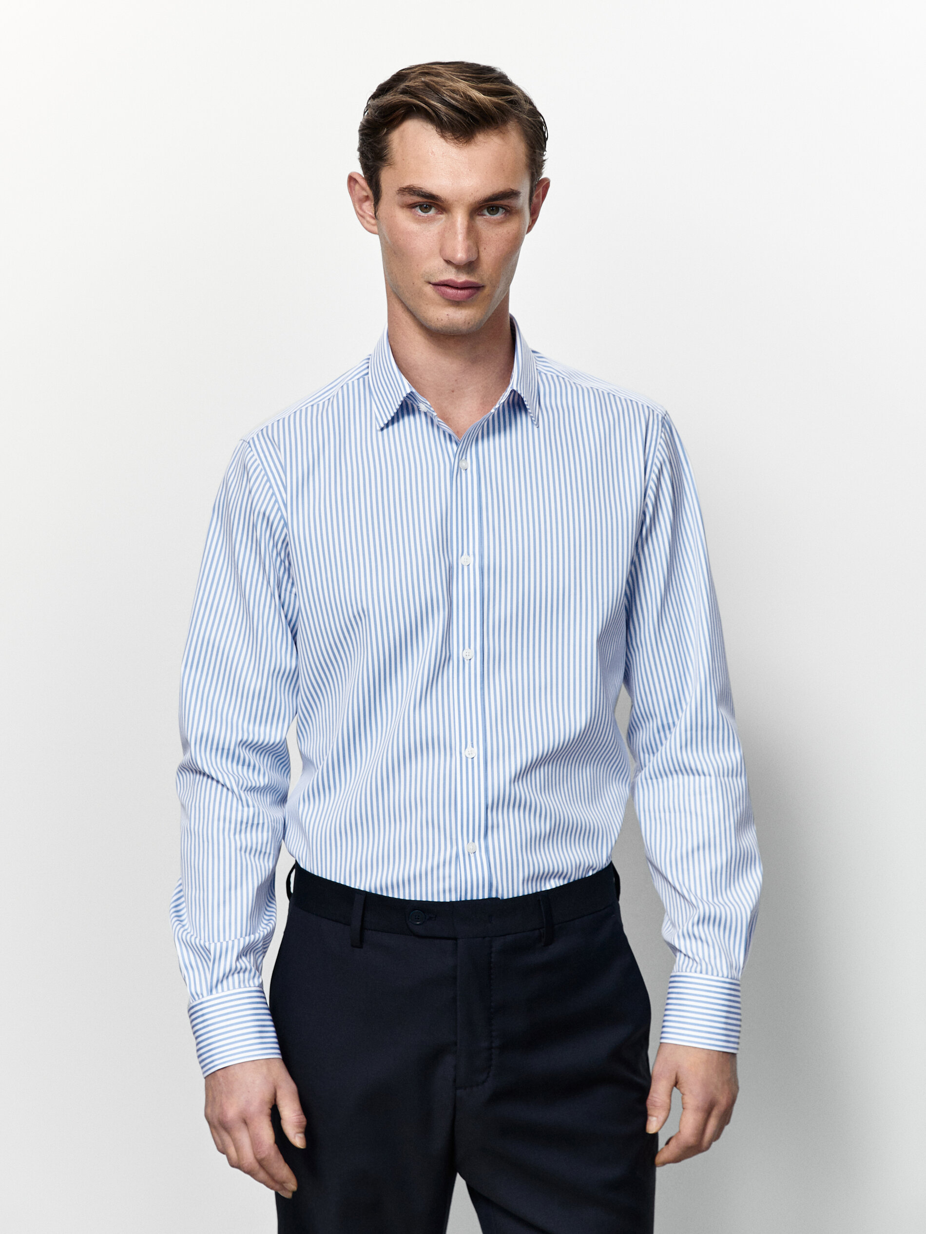 Camisa rayas algodón slim fit - Massimo Dutti España