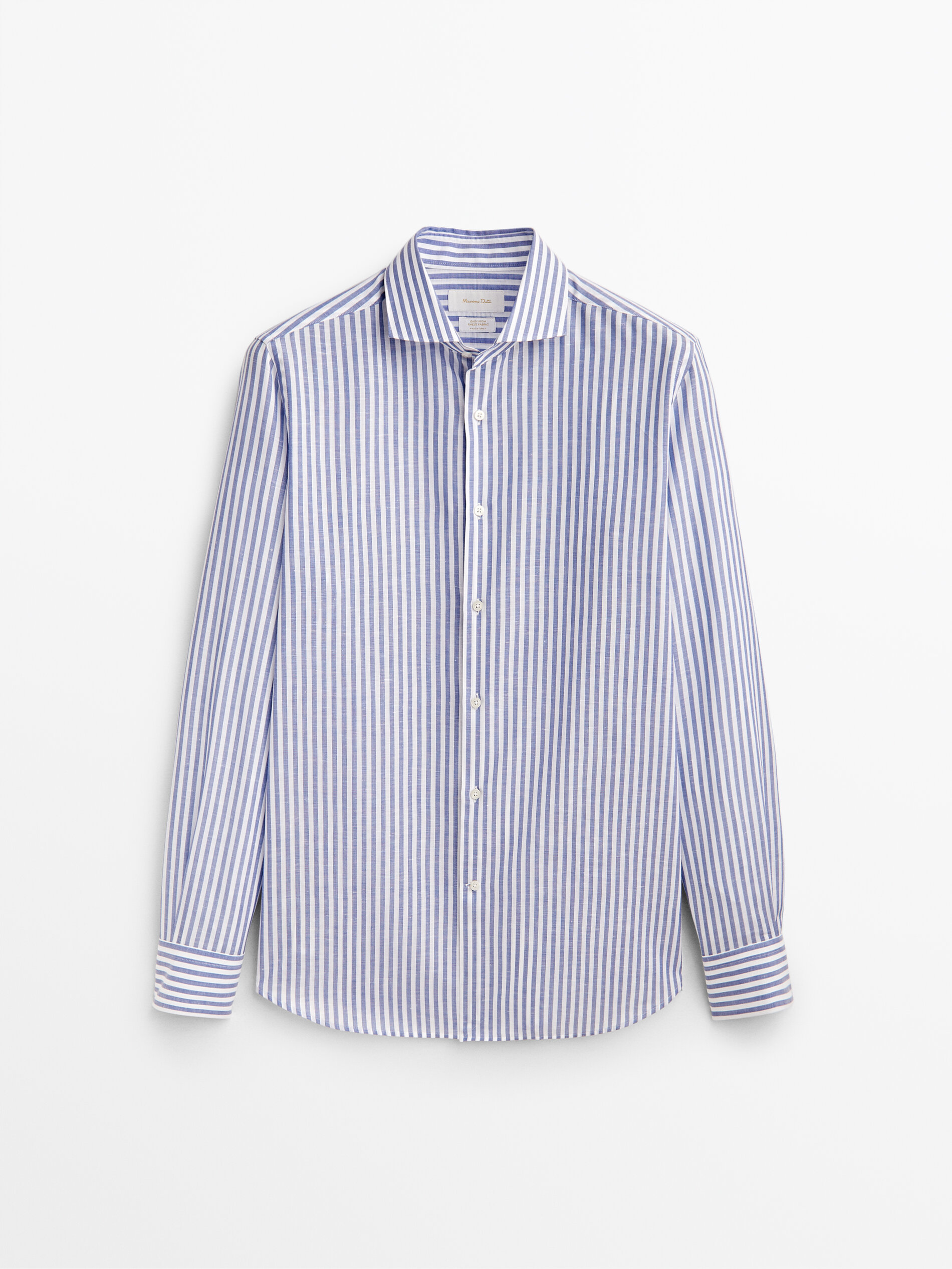 Camicia slim fit a righe di cotone e lino - Massimo Dutti Italia