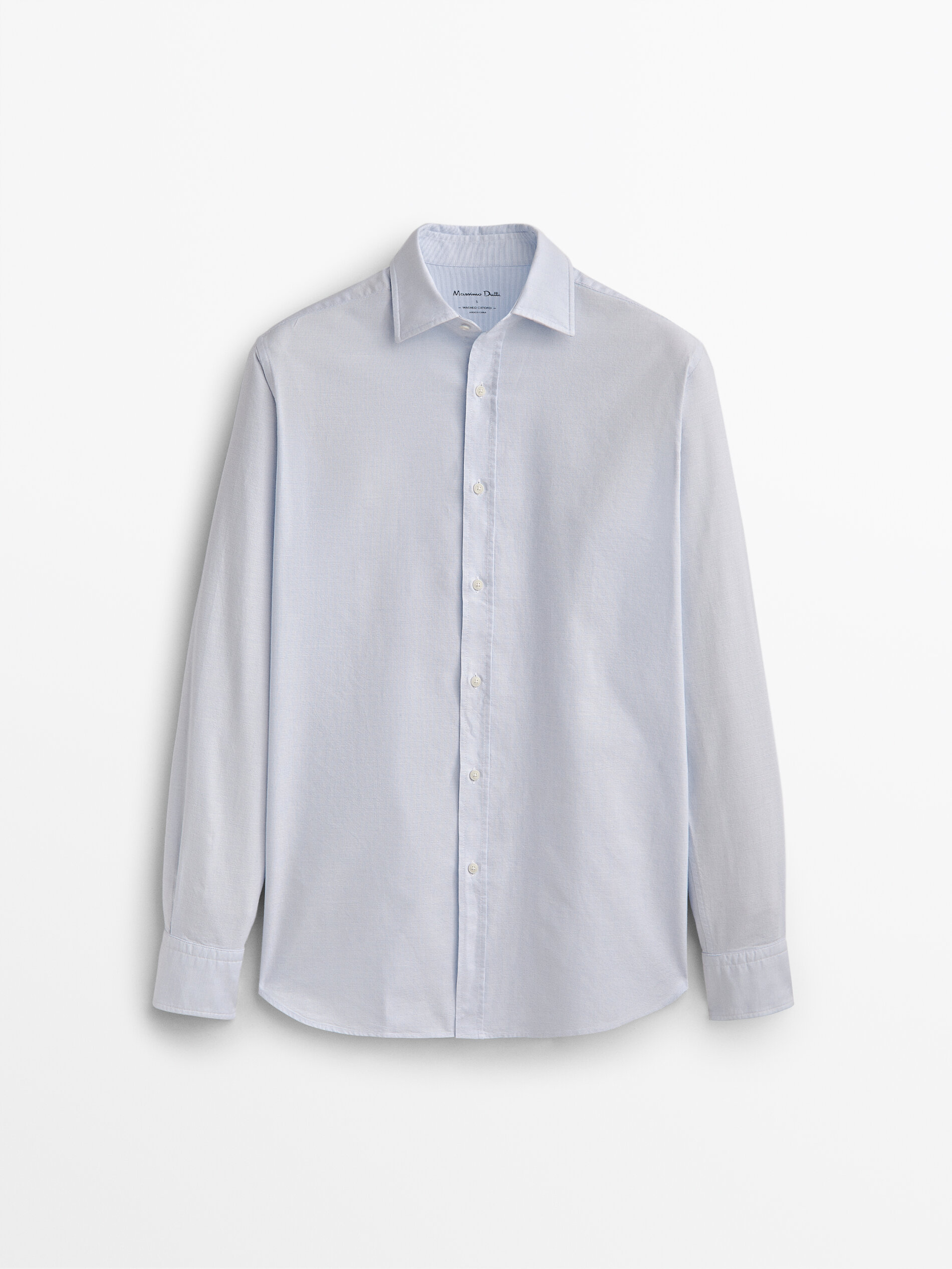 Check-textured regular-fit Oxford shirt 
