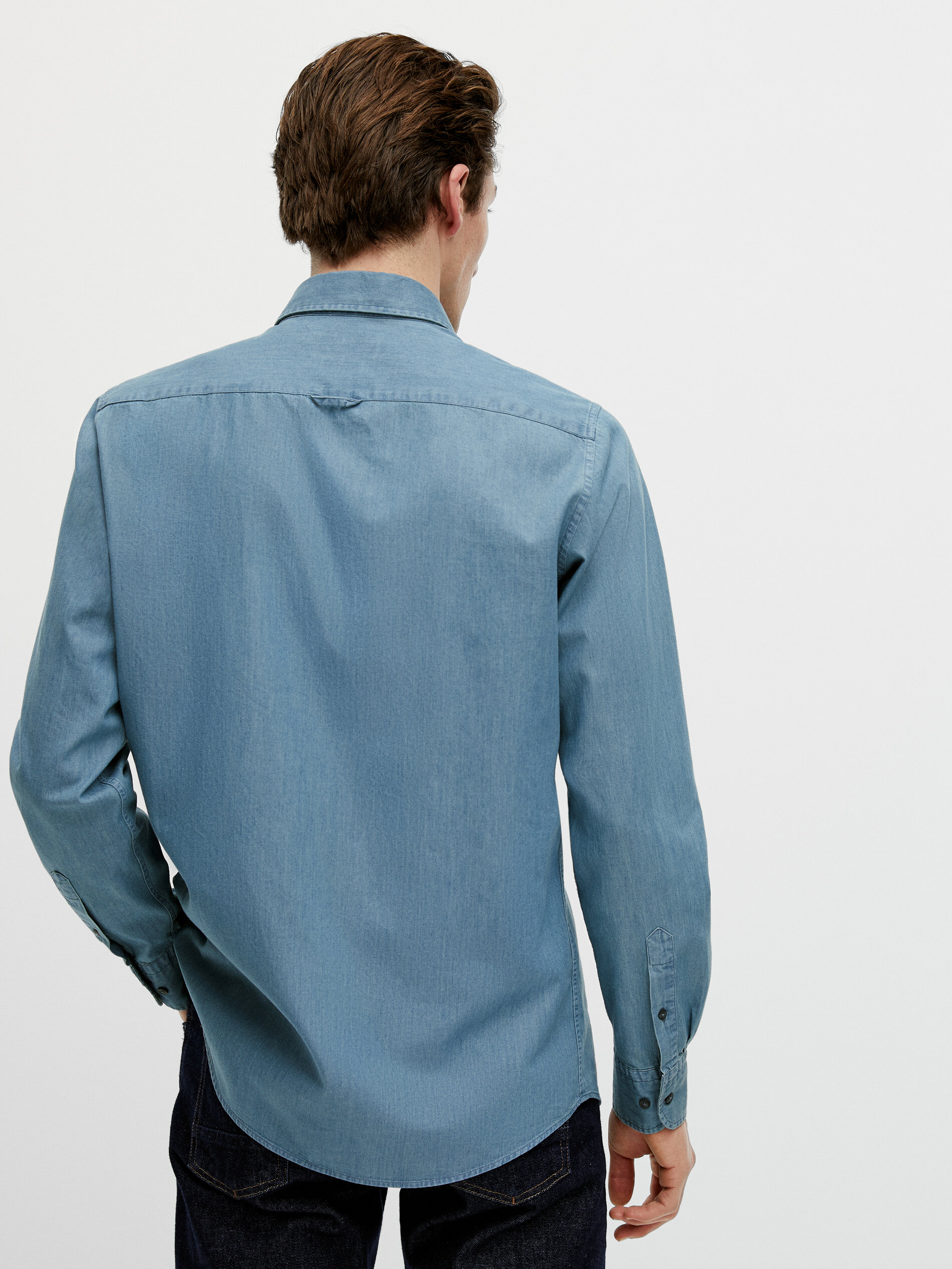 Faded-effect regular-fit denim shirt 