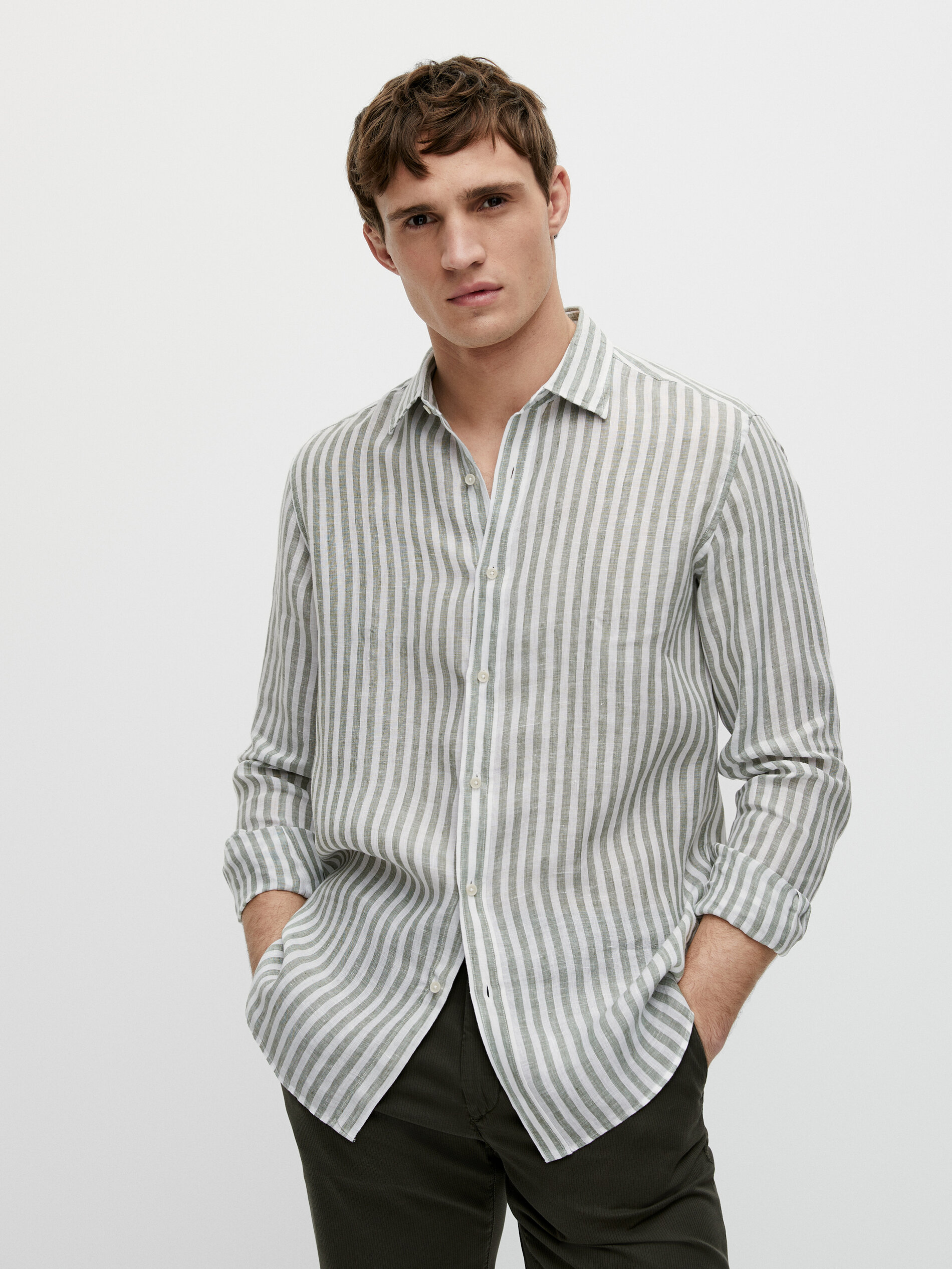 Camisa rayas 100% lino slim fit - Massimo Dutti España