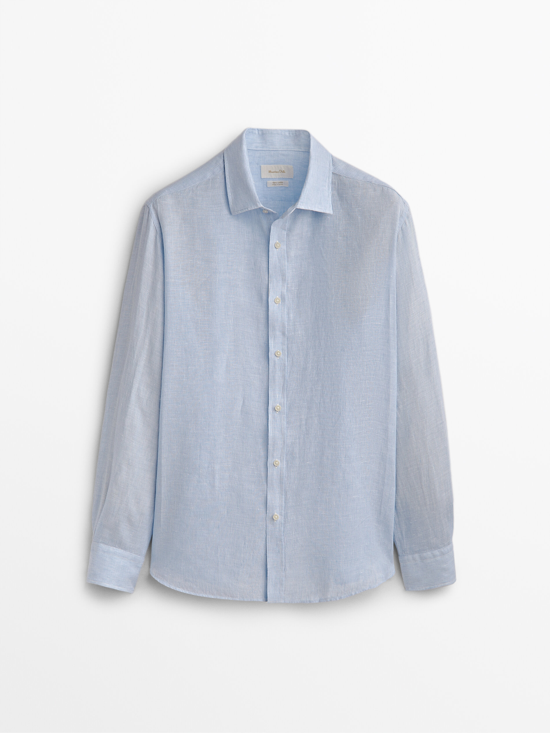 Regular fit micro-stripe linen shirt 
