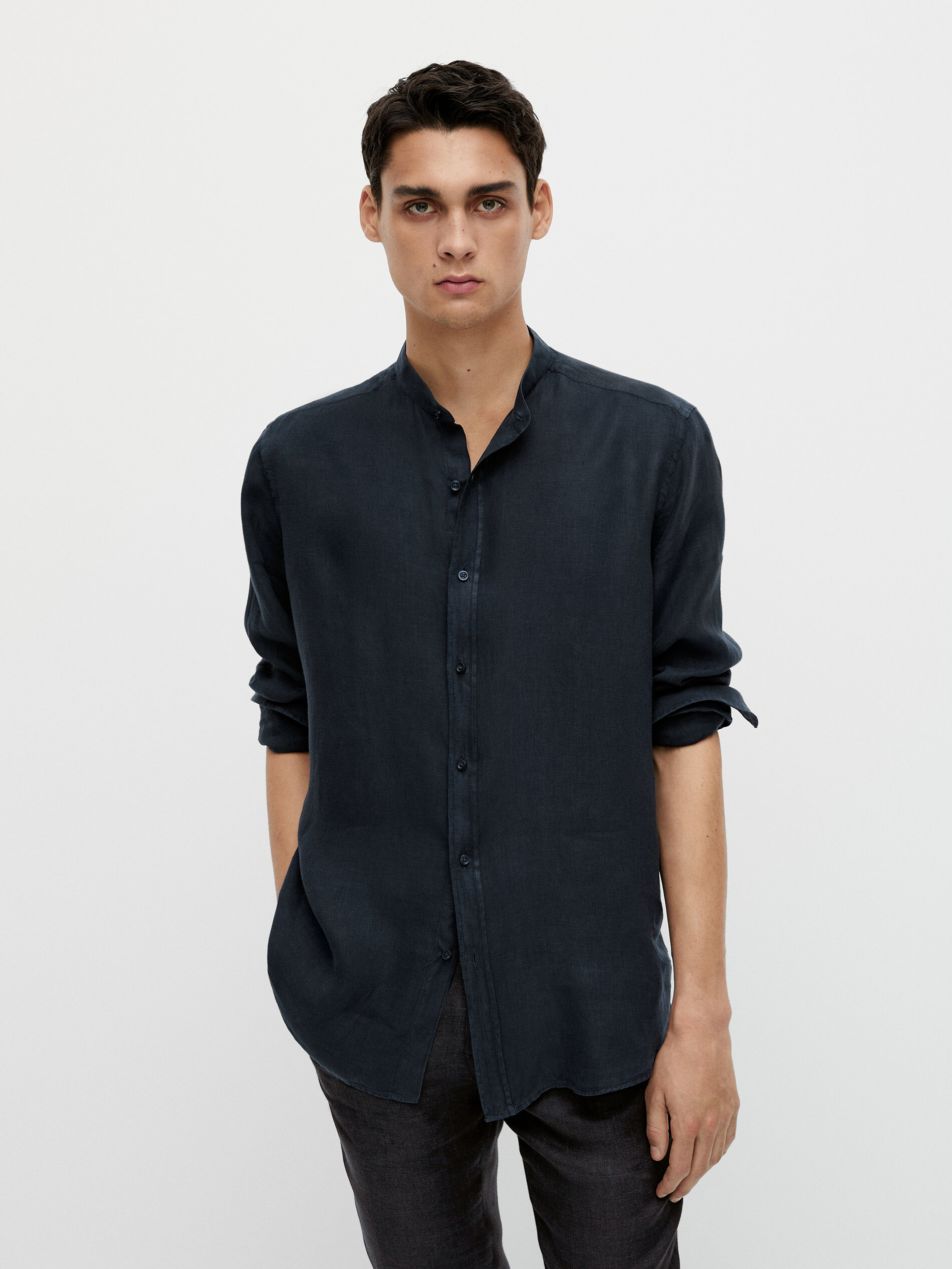 Camisa cuello mao 100% lino slim fit - Massimo Dutti Colombia