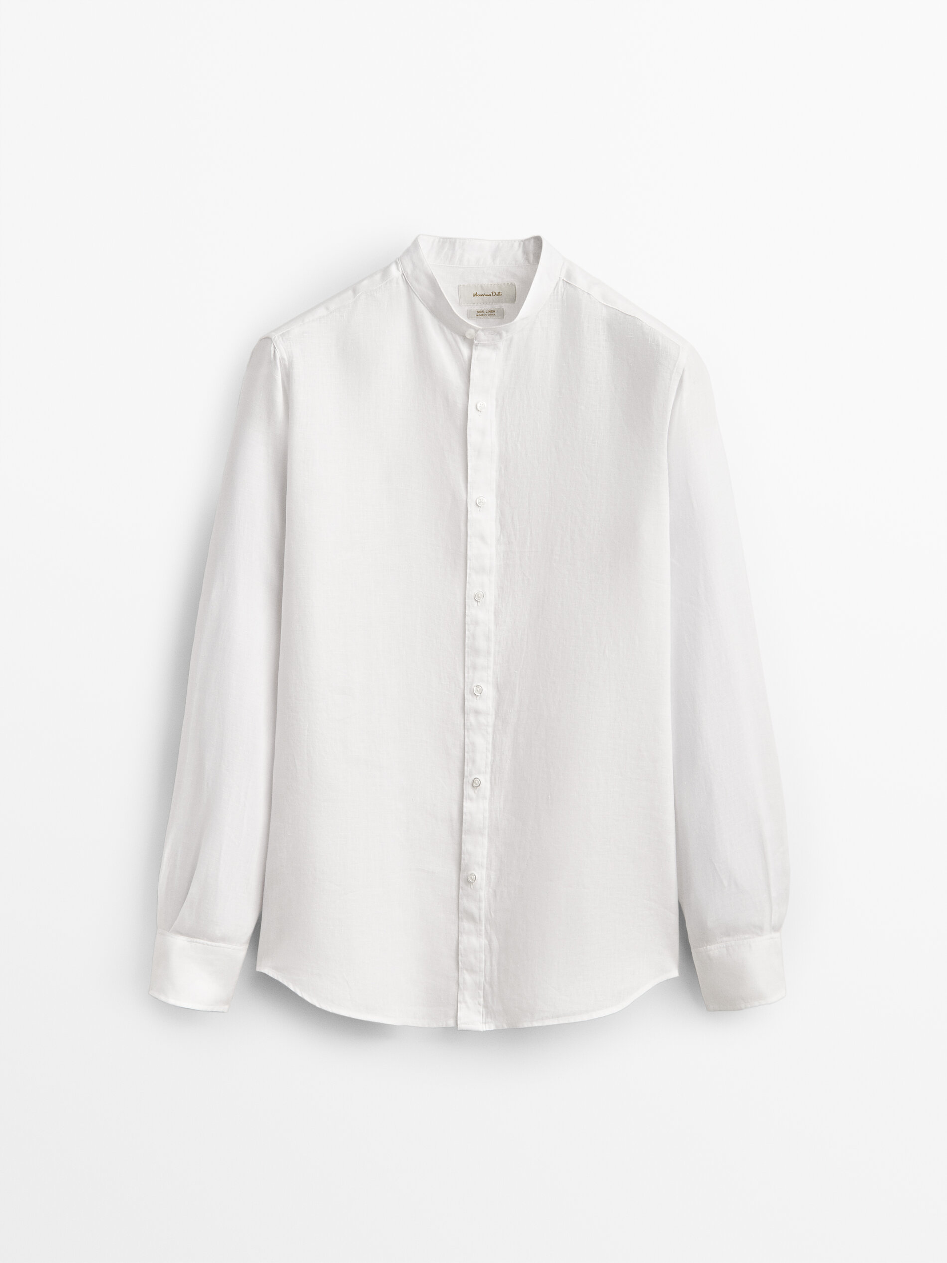 Camicia con collo alla coreana 100% lino slim fit - Massimo Dutti Italia