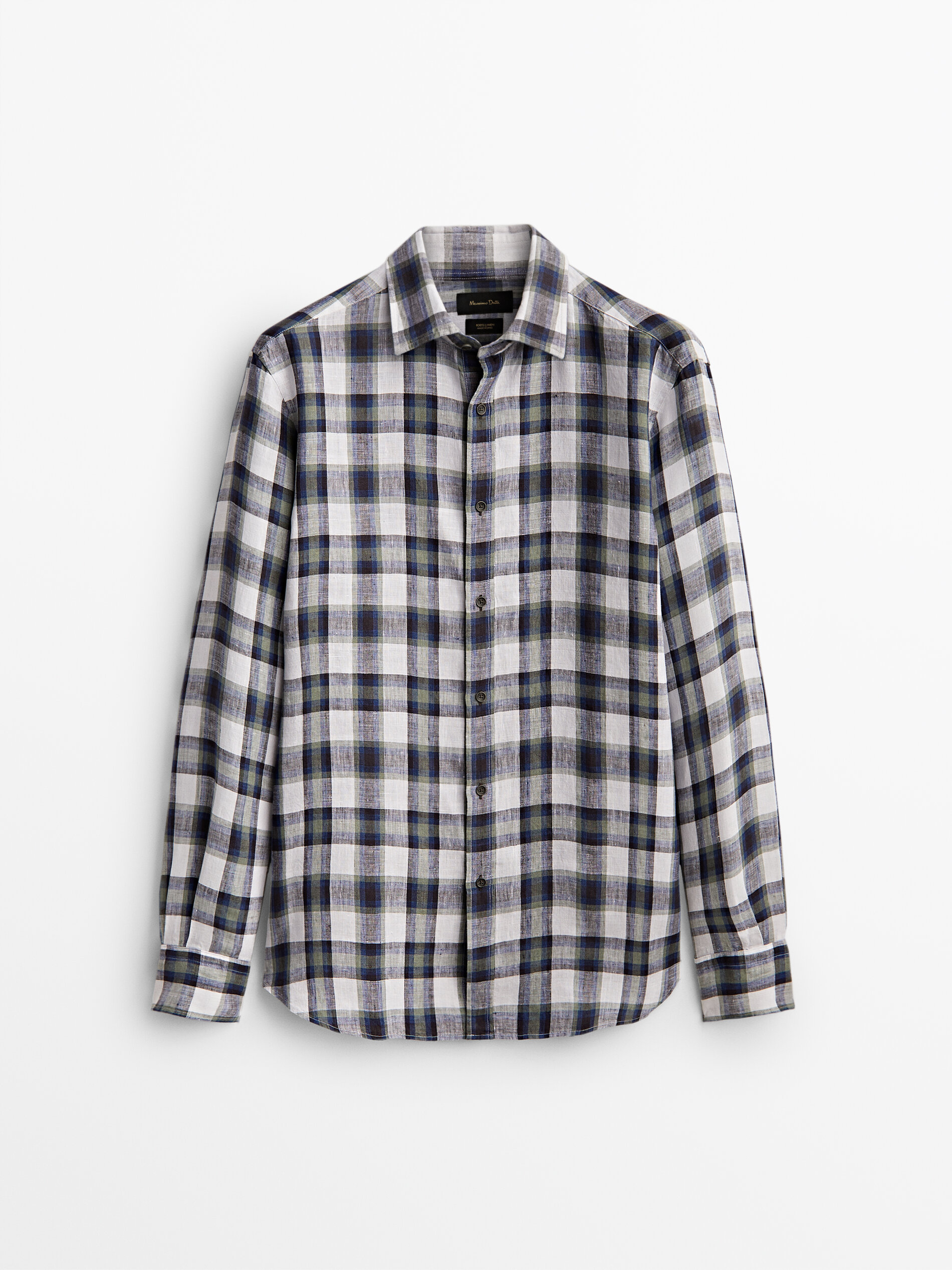 100% linen slim-fit check shirt 