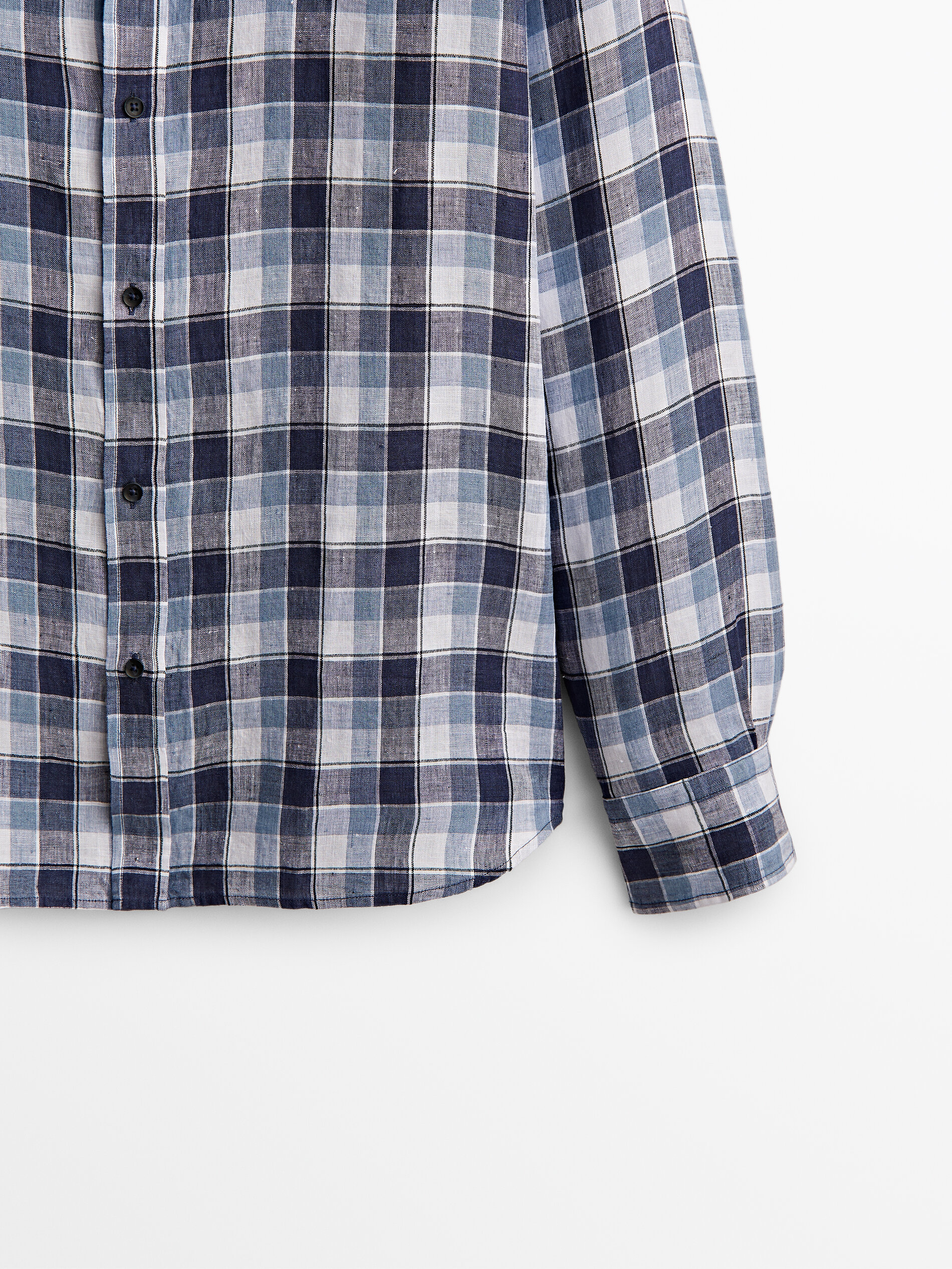 100% linen regular-fit check shirt 