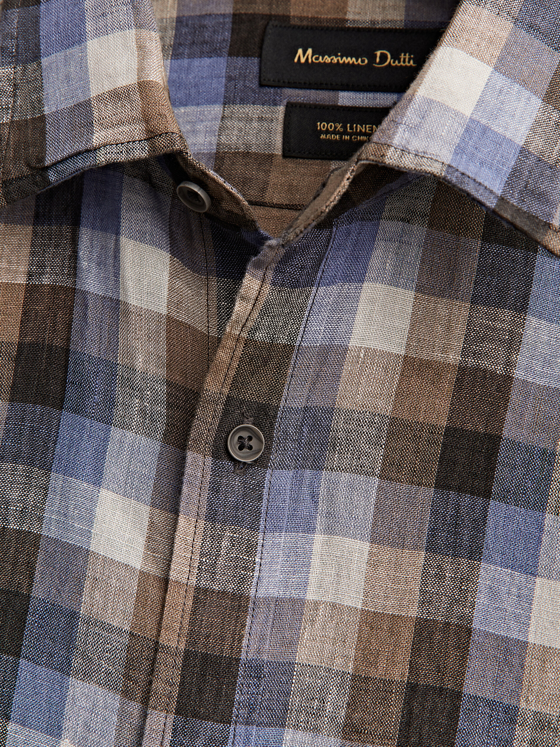 100% linen slim-fit check shirt 