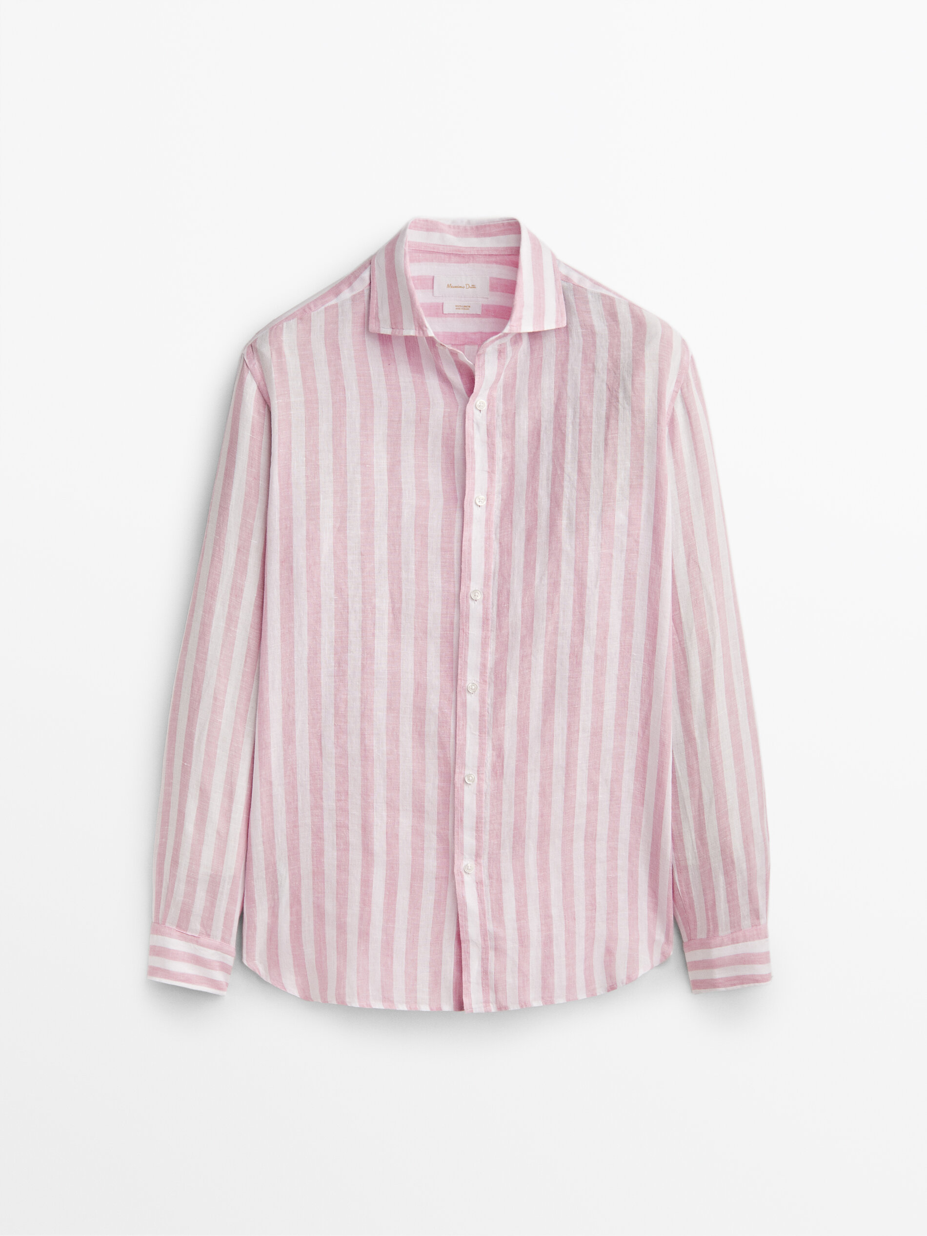 Slim fit striped 100% linen shirt 