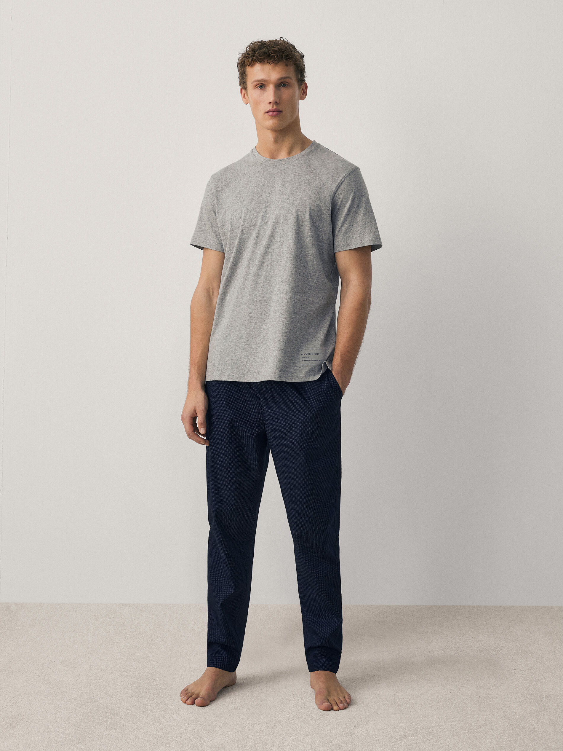 Pigiama con pantaloni lunghi a pois e maglietta a maniche corte - Massimo  Dutti Italia