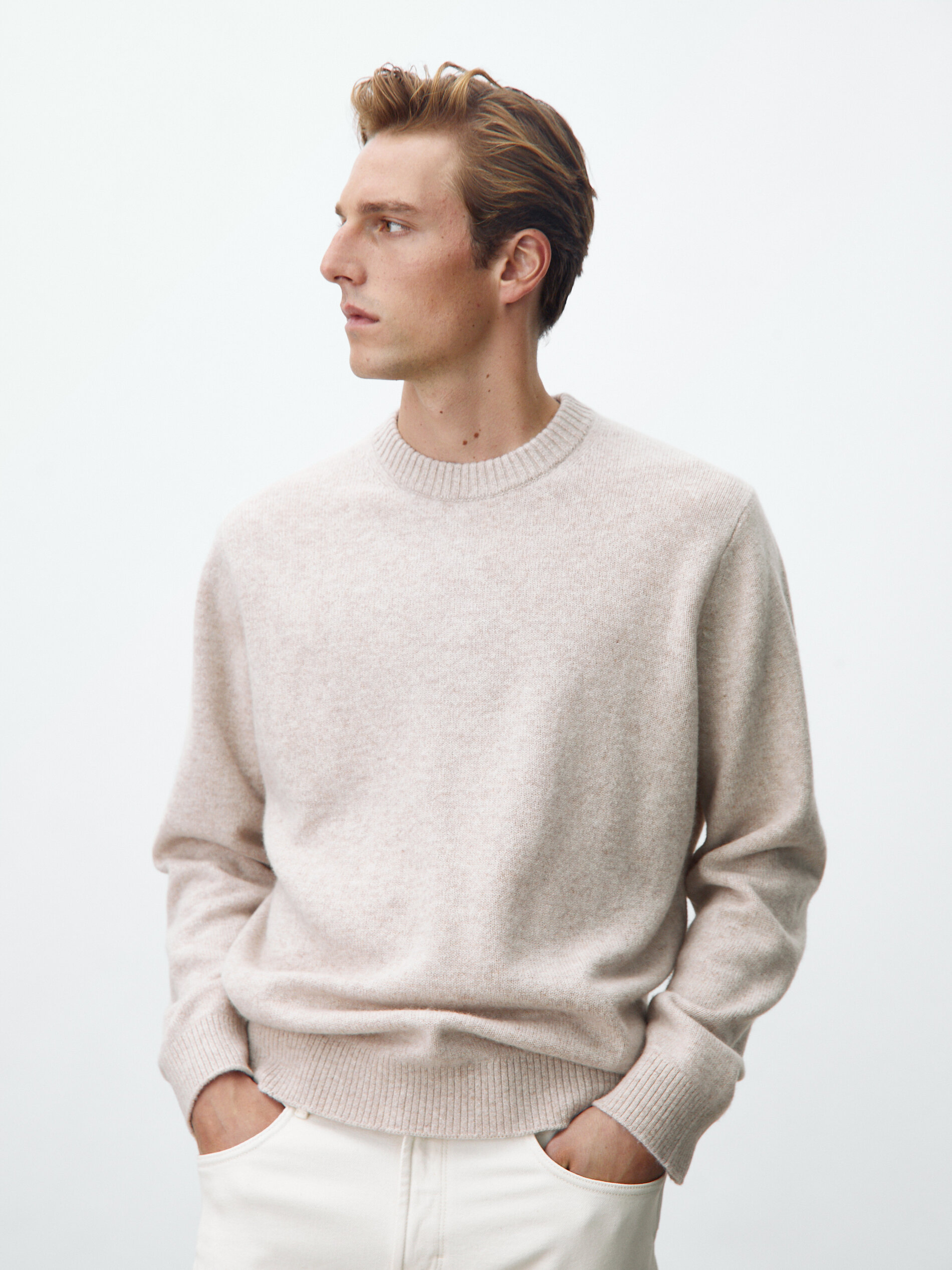 Wool/cashmere crew neck sweater 