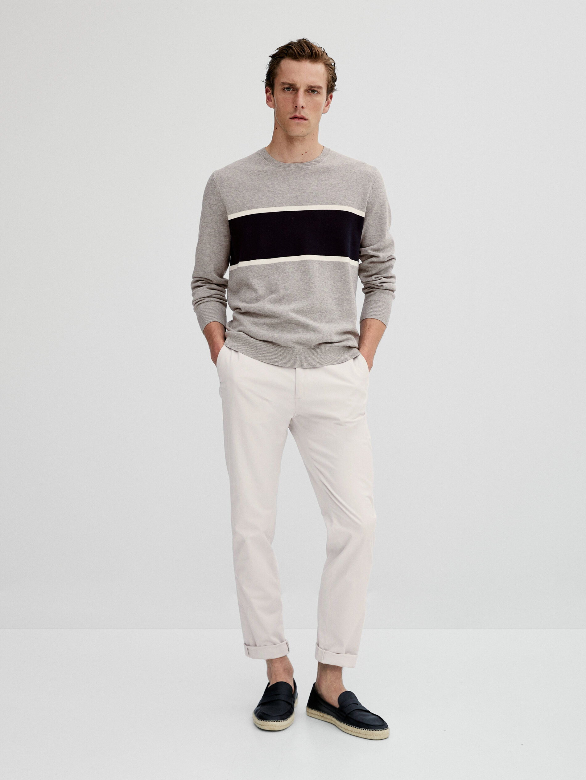 Colour block crew neck sweater 