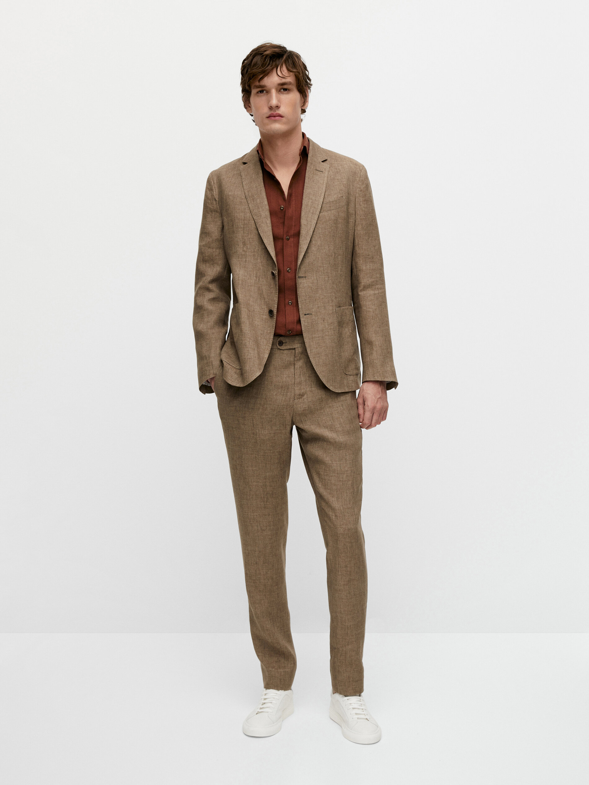 Americana traje lino efecto lavado - Massimo Dutti España