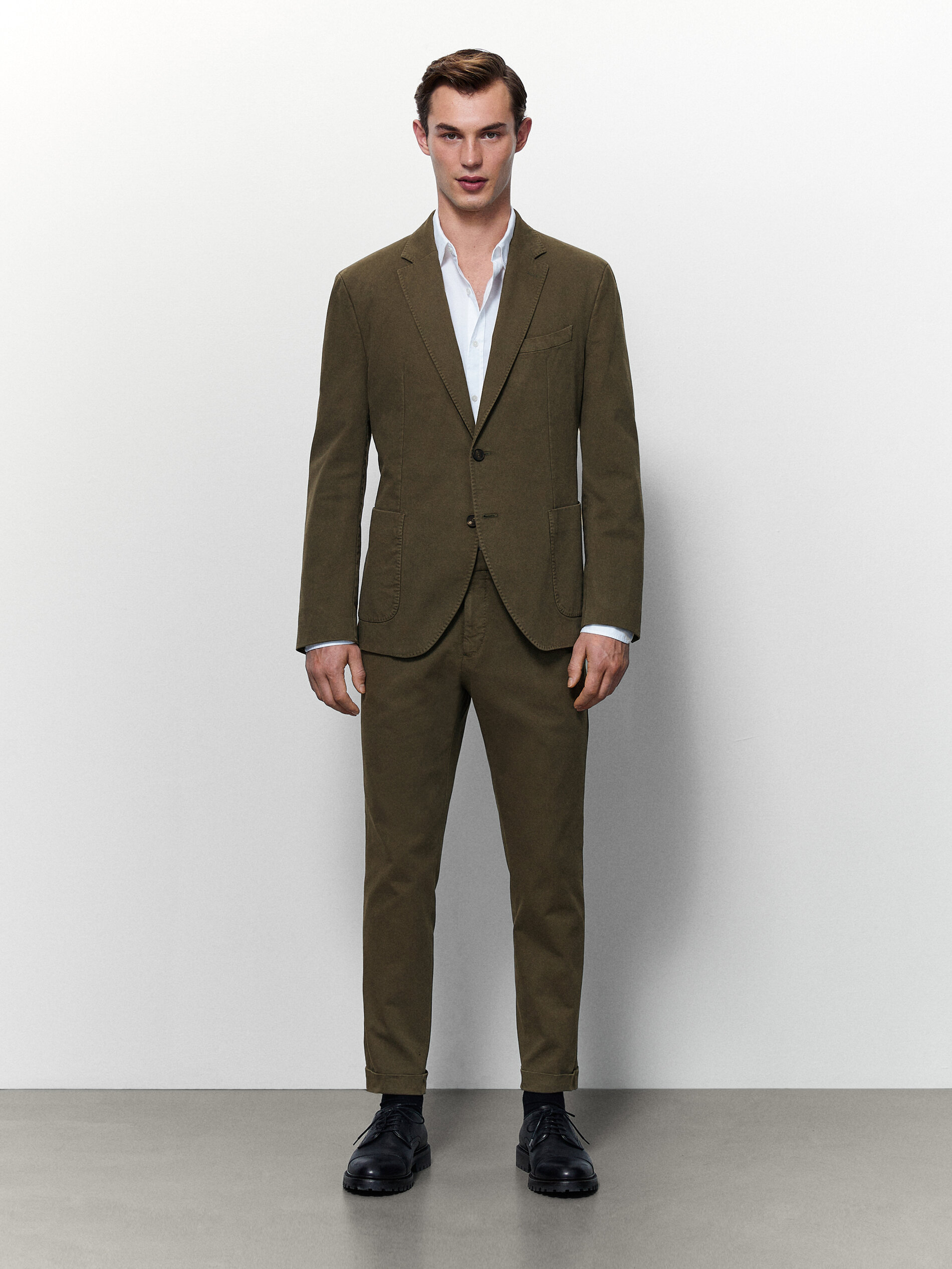 Americana traje lisa algodón - Massimo Dutti España