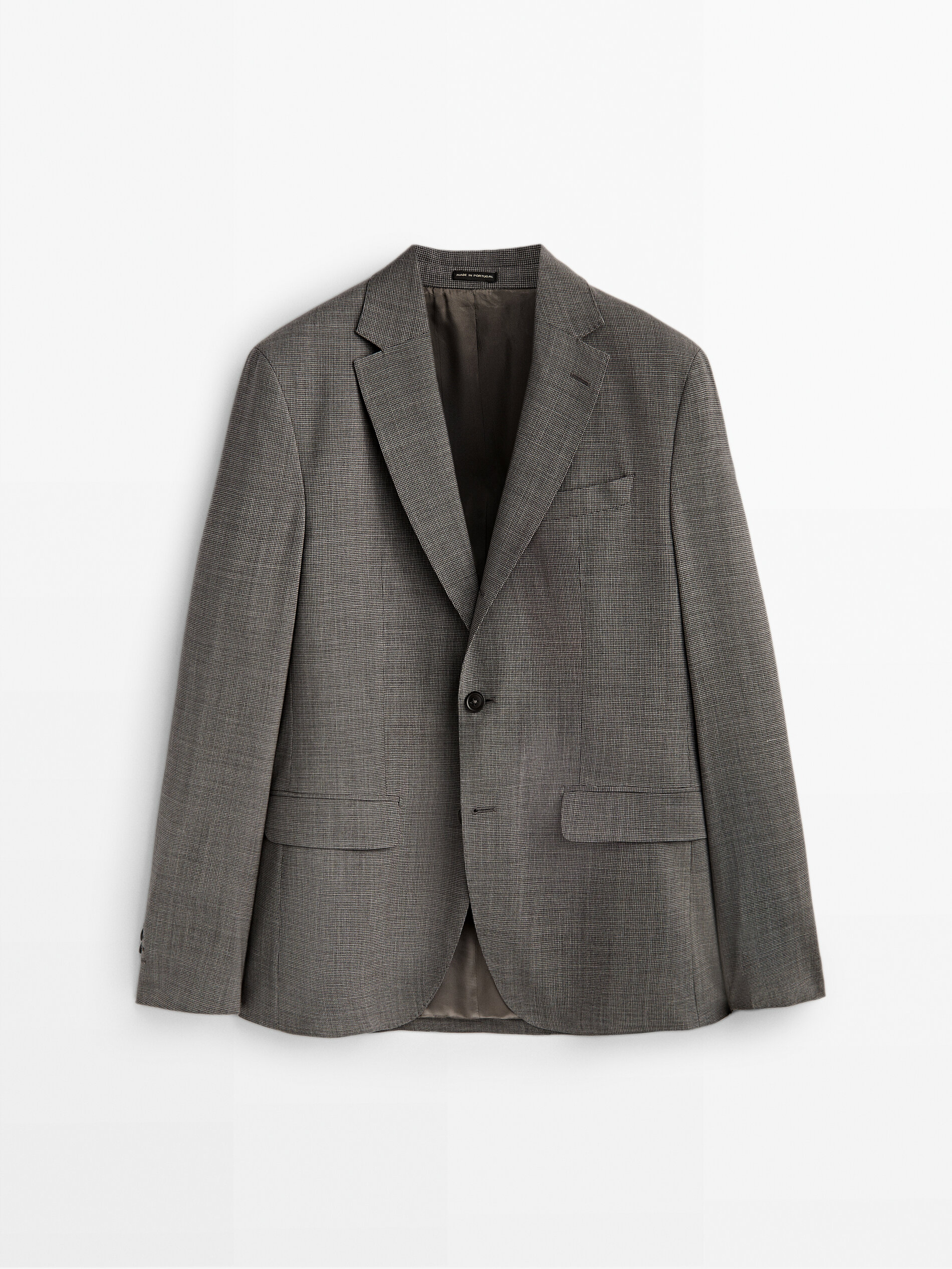 Americana traje gris pata de gallo lana - Massimo Dutti España
