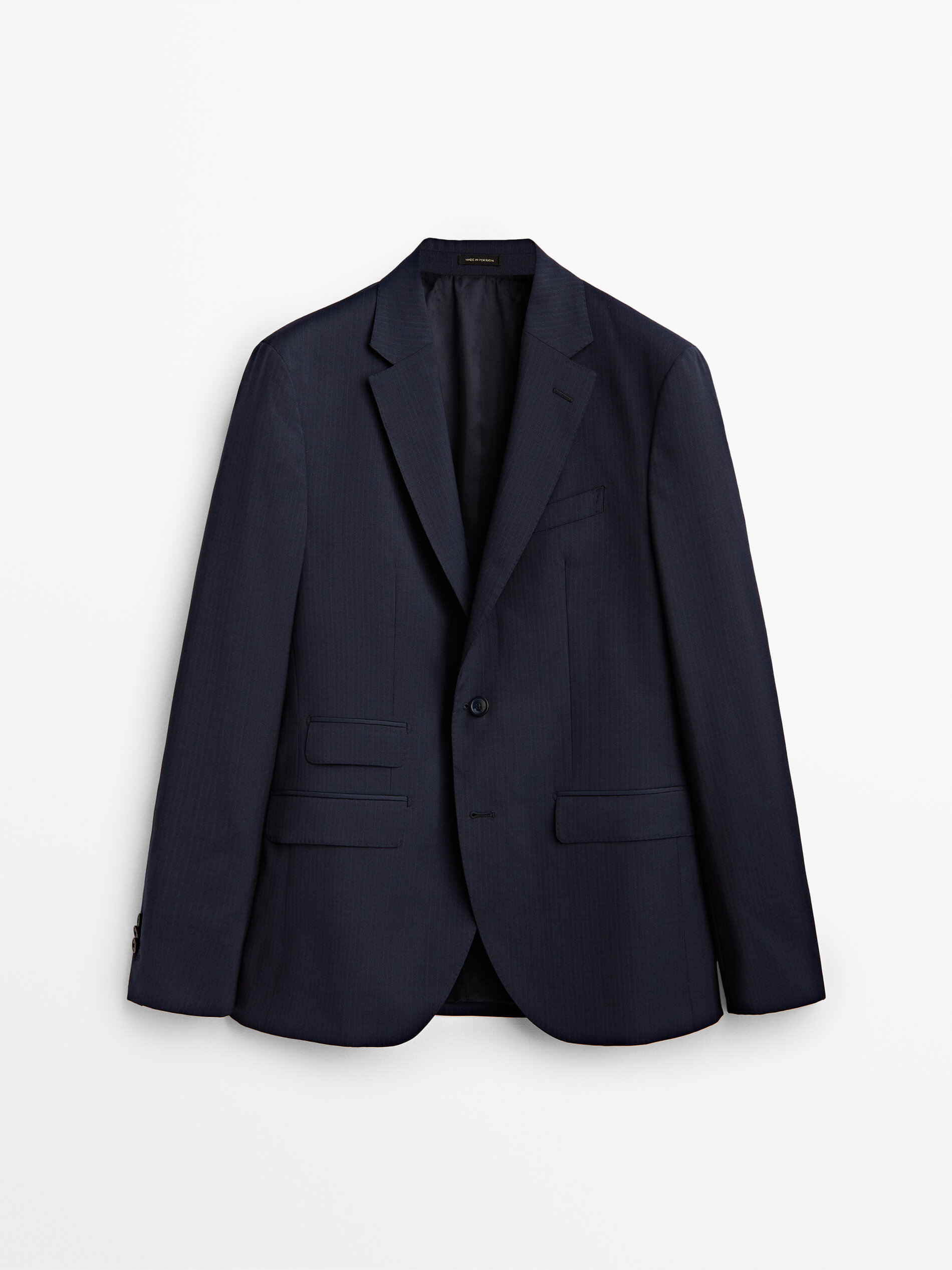 Blazer da completo blu gessato di lana - Massimo Dutti Italia