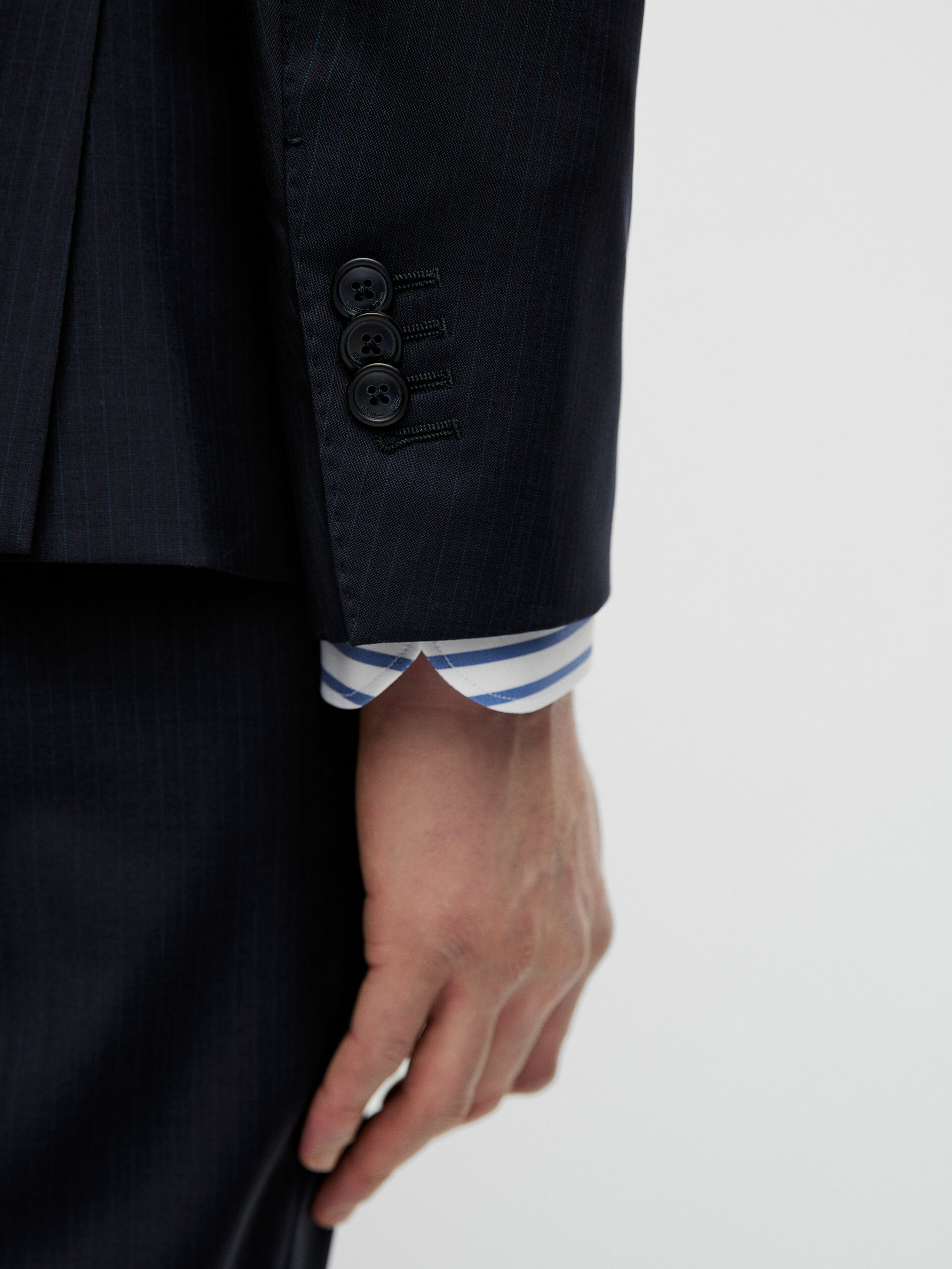 Blazer da completo blu gessato di lana - Massimo Dutti Italia