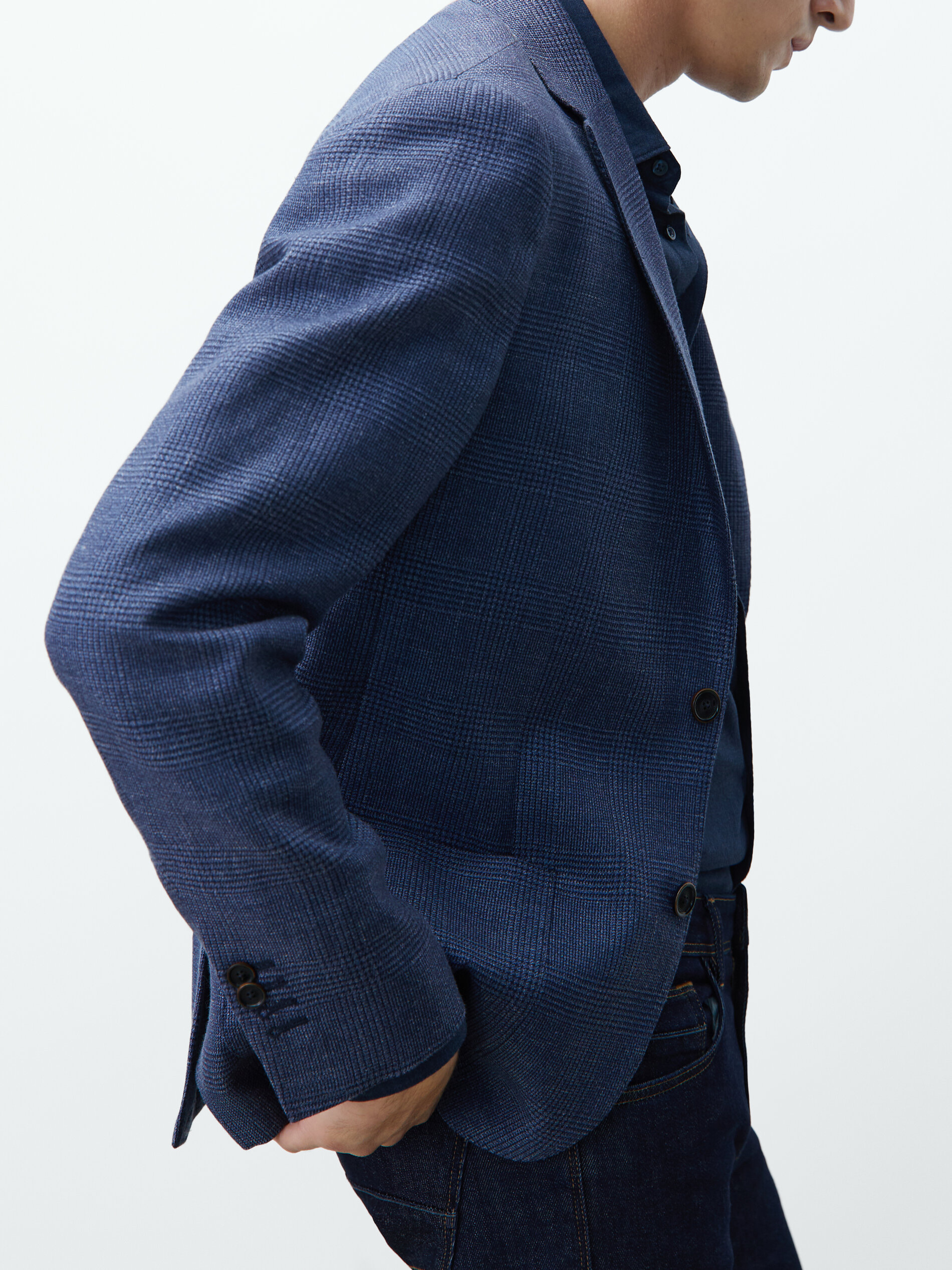 Check wool and linen blazer - Massimo 
