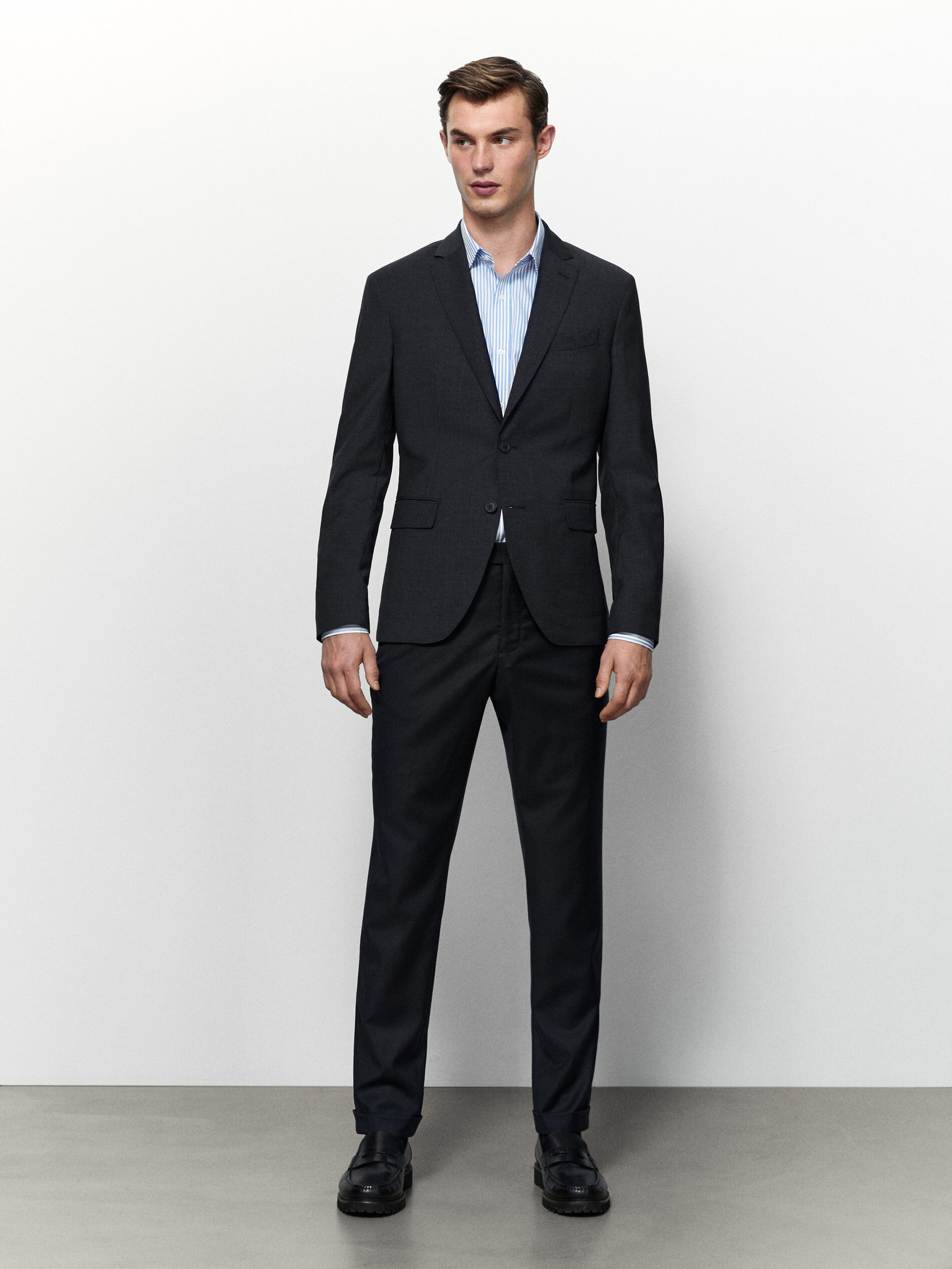 Americana traje azul marino lana - Massimo Dutti México