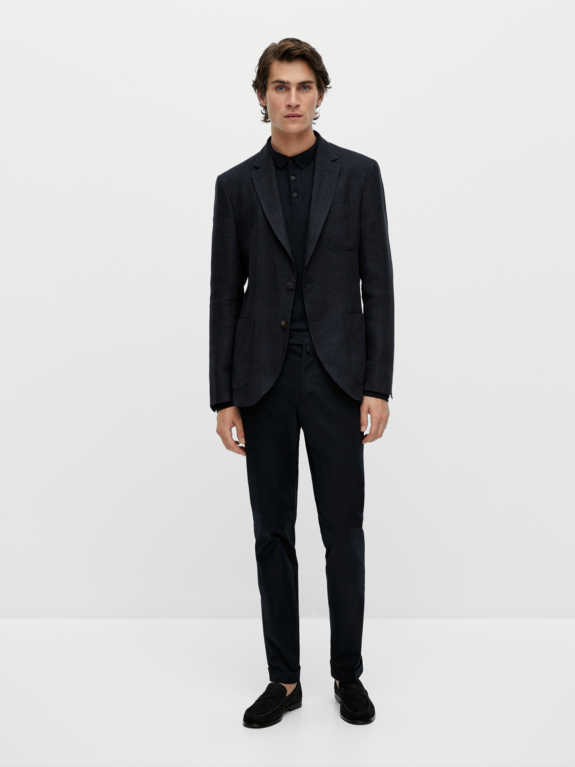 check linen blazer - Massimo Dutti Finland