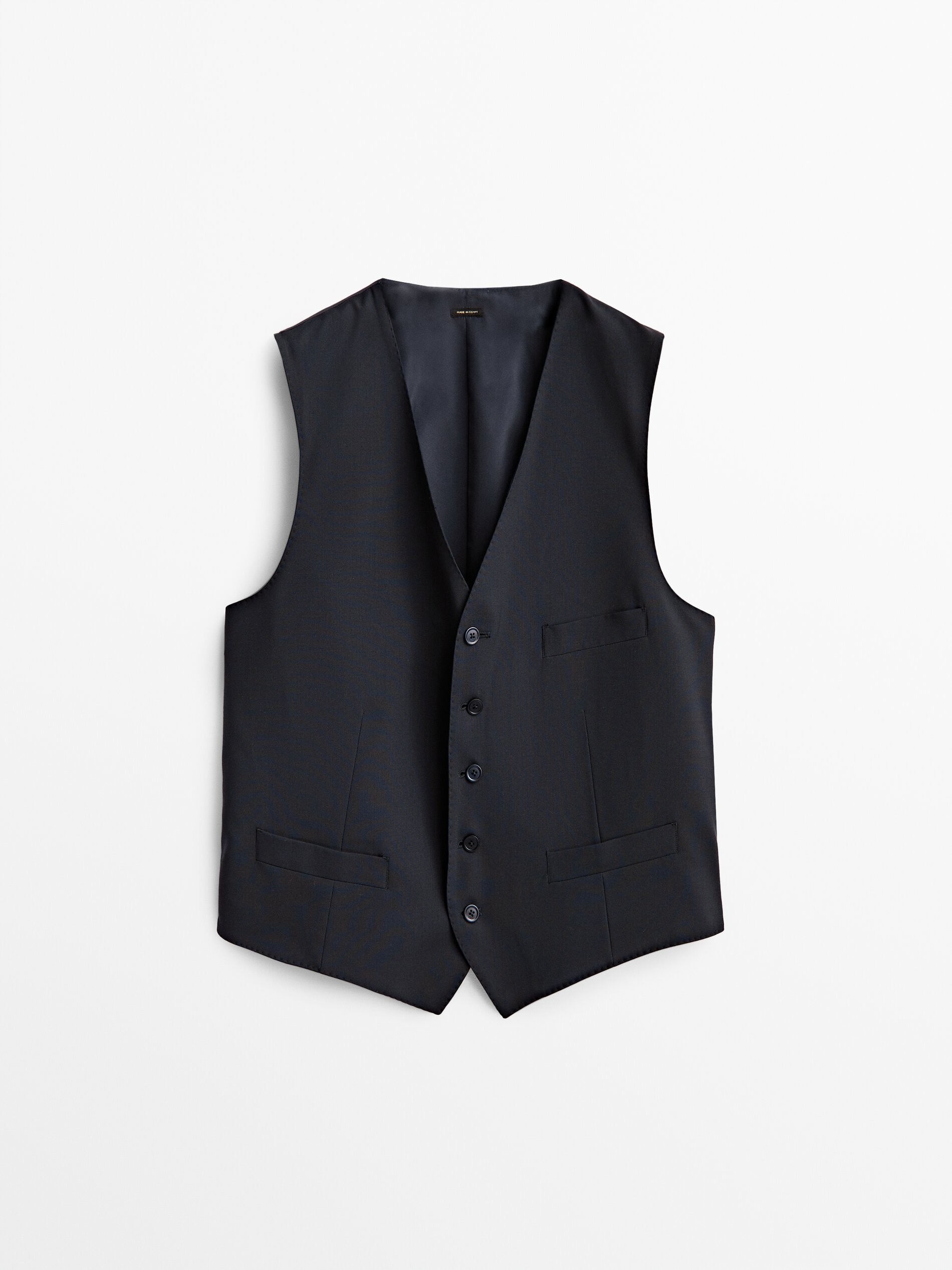 Chaleco traje azul marino 100% lana - Massimo Dutti México