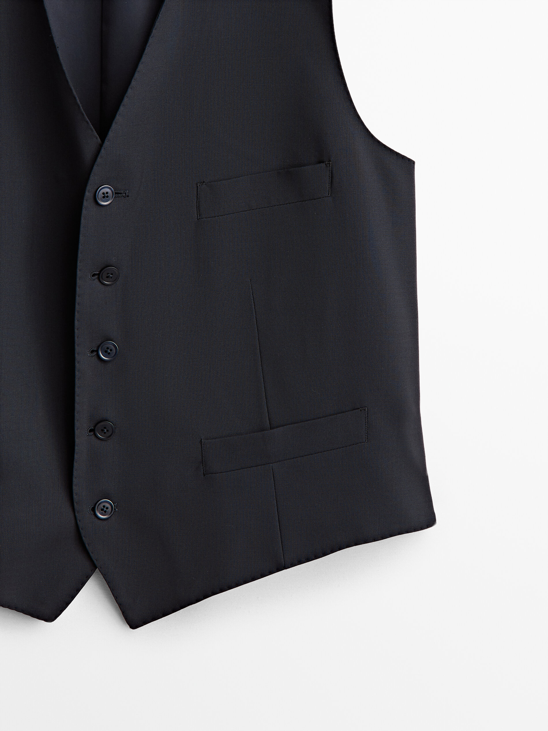 Chaleco traje azul marino 100% lana - Massimo Dutti México