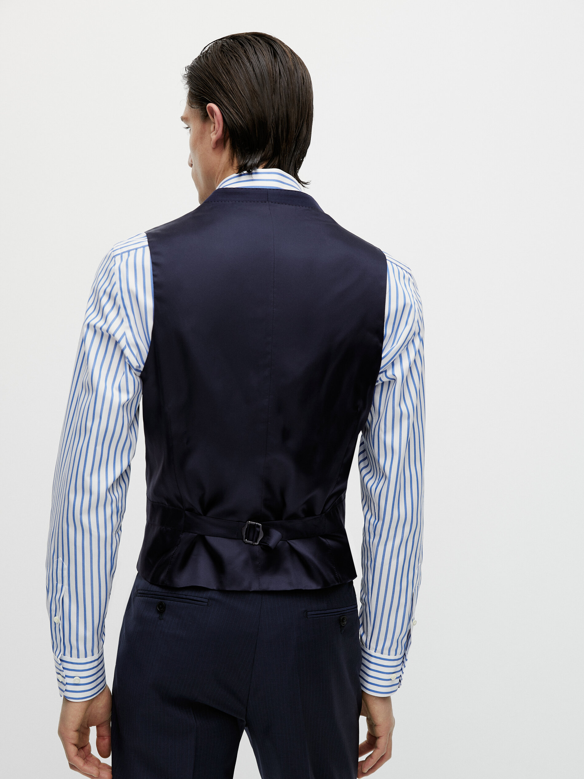 Blue pinstripe wool suit waistcoat 
