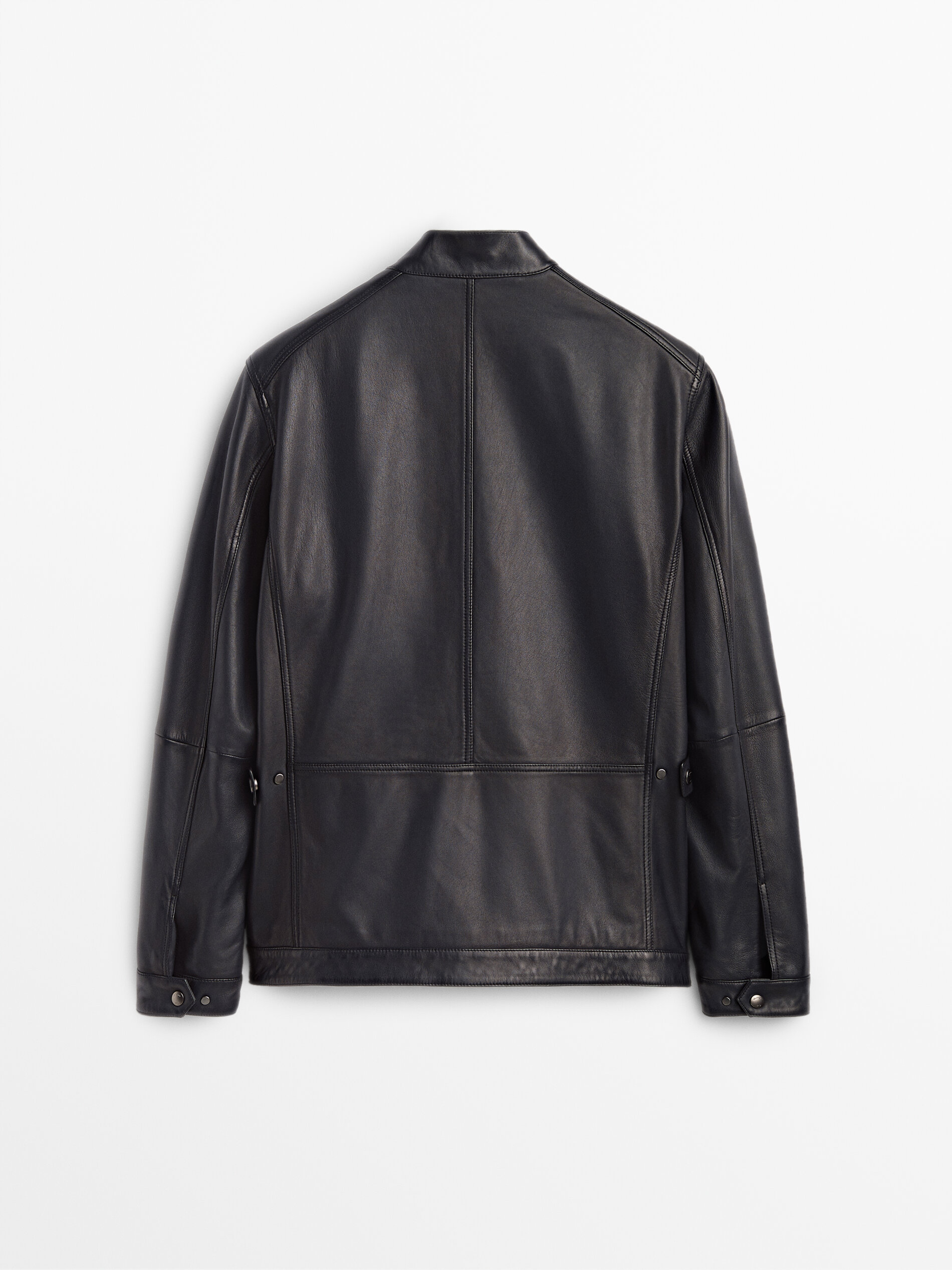 blue color leather jacket