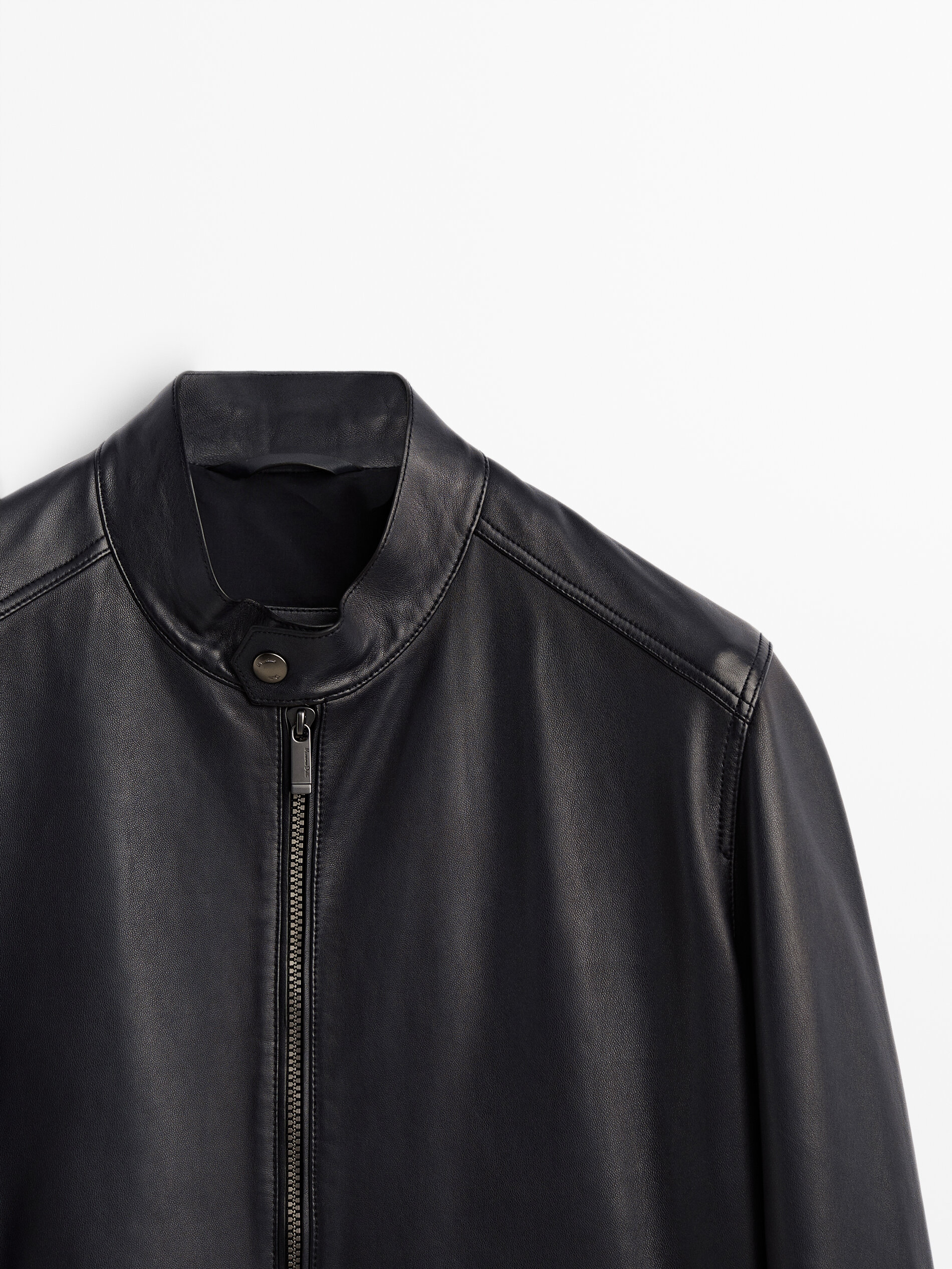 blue grey leather jacket