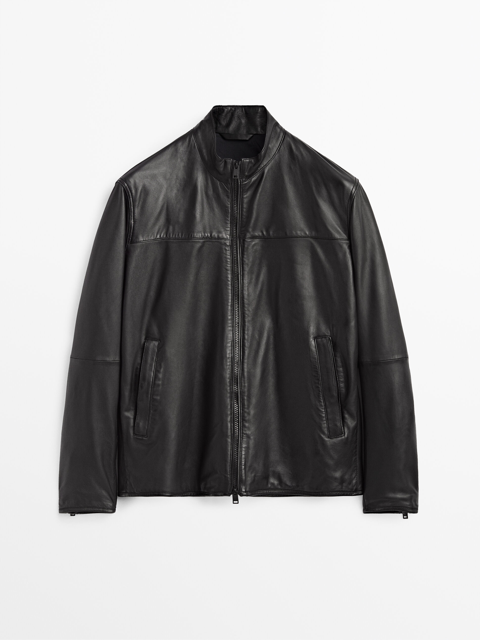 massimo dutti black leather jacket