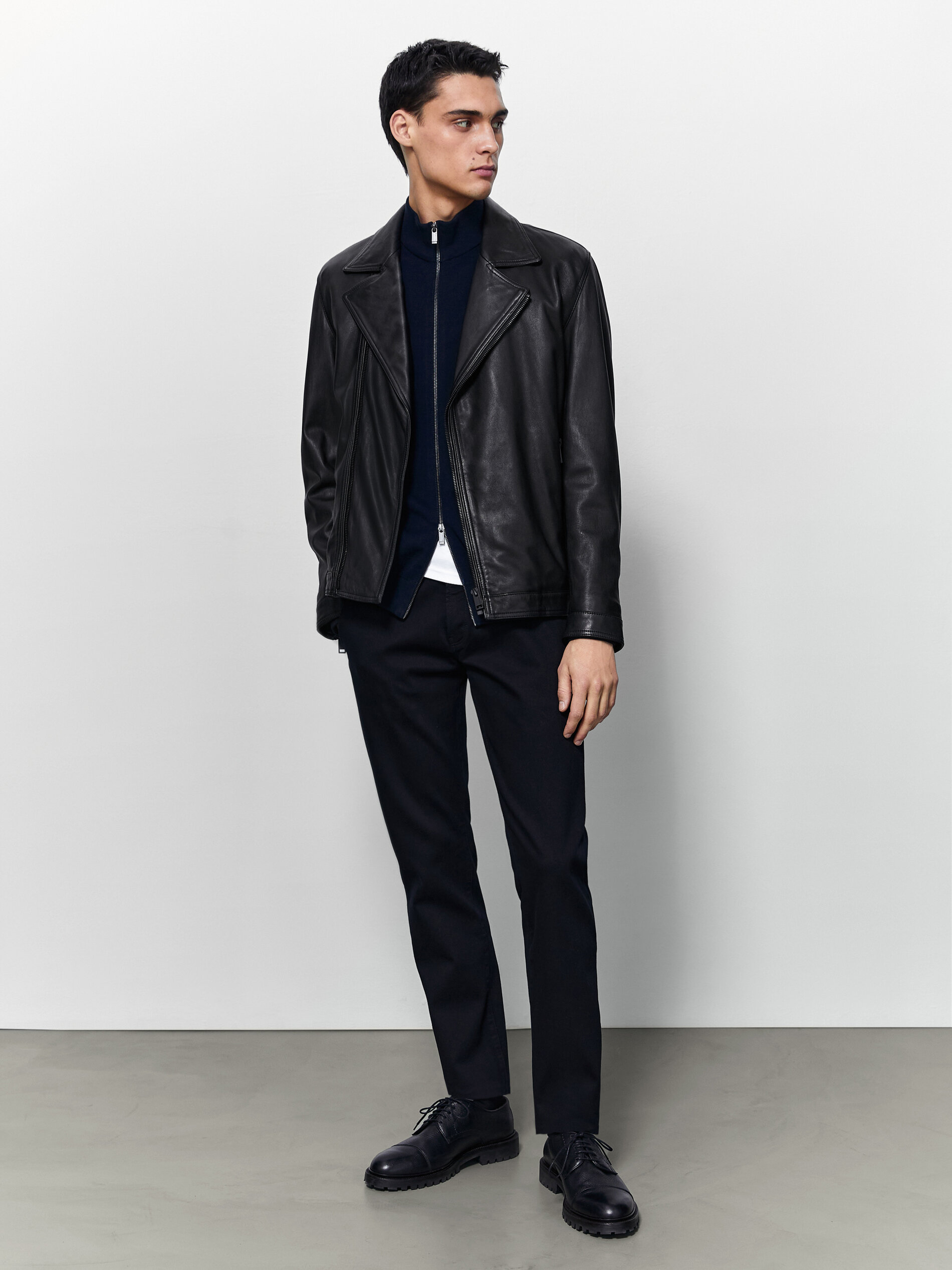 massimo dutti black leather jacket
