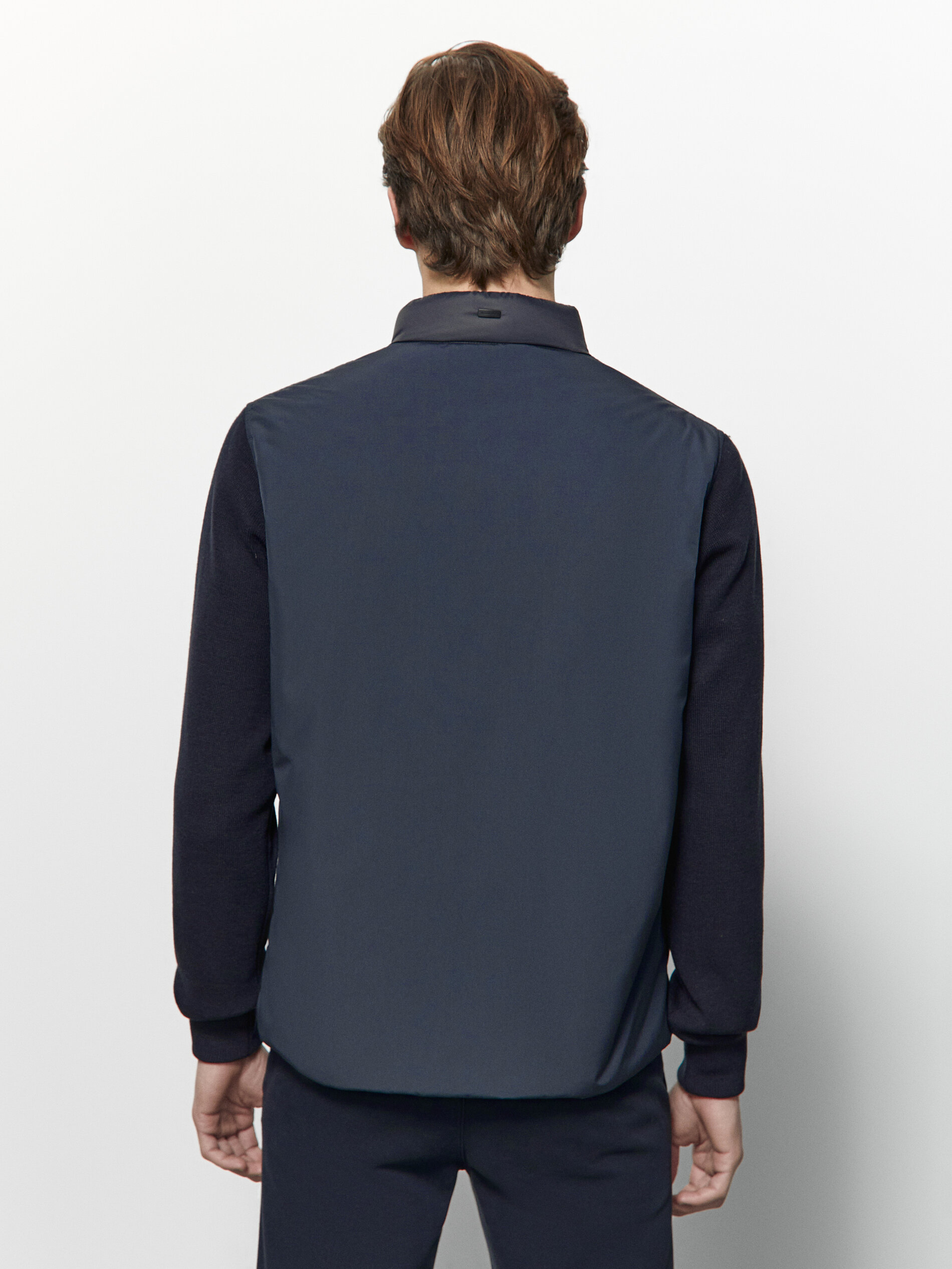 knit sleeve puffer jacket