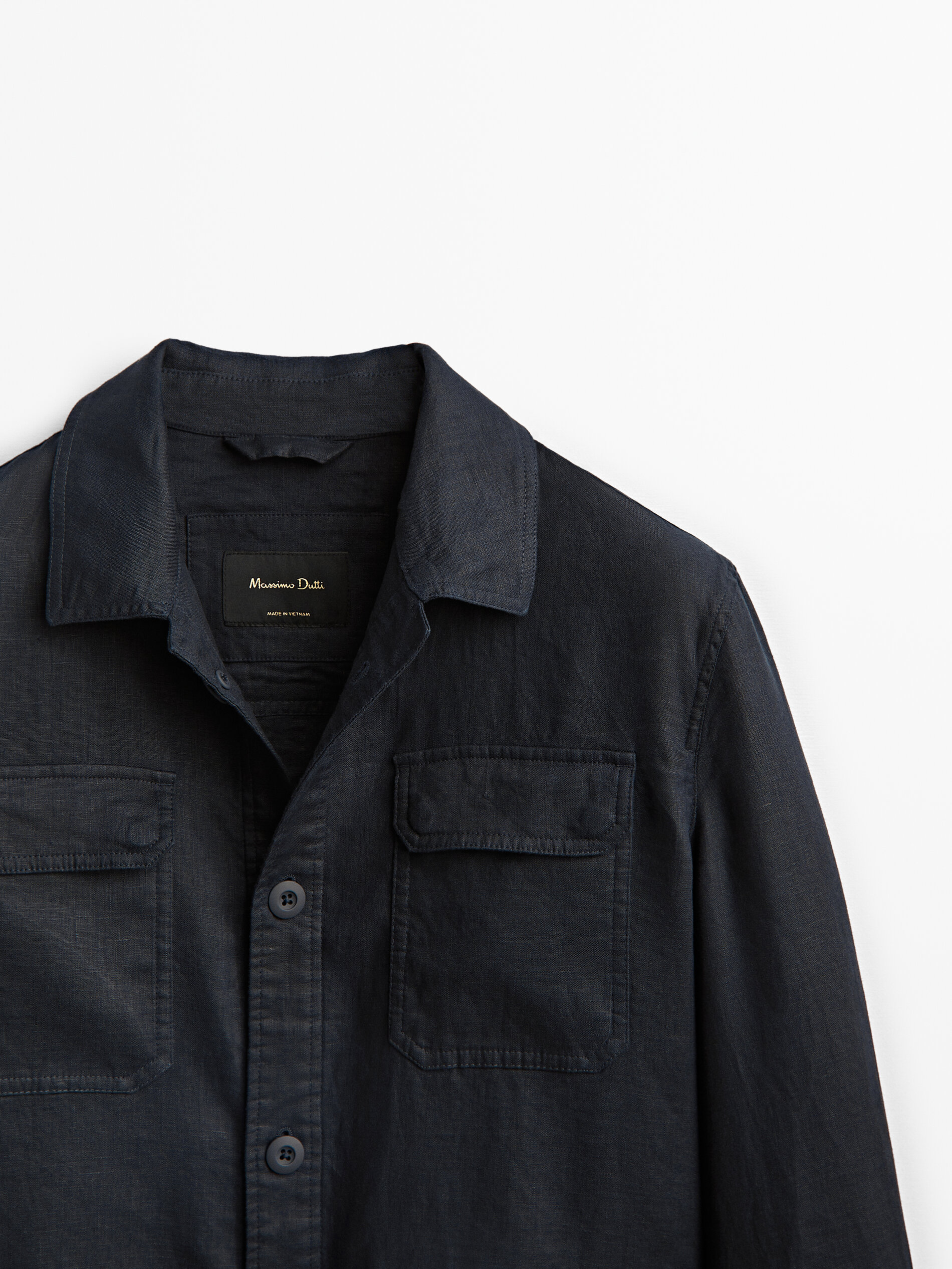 100% linen overshirt with pockets