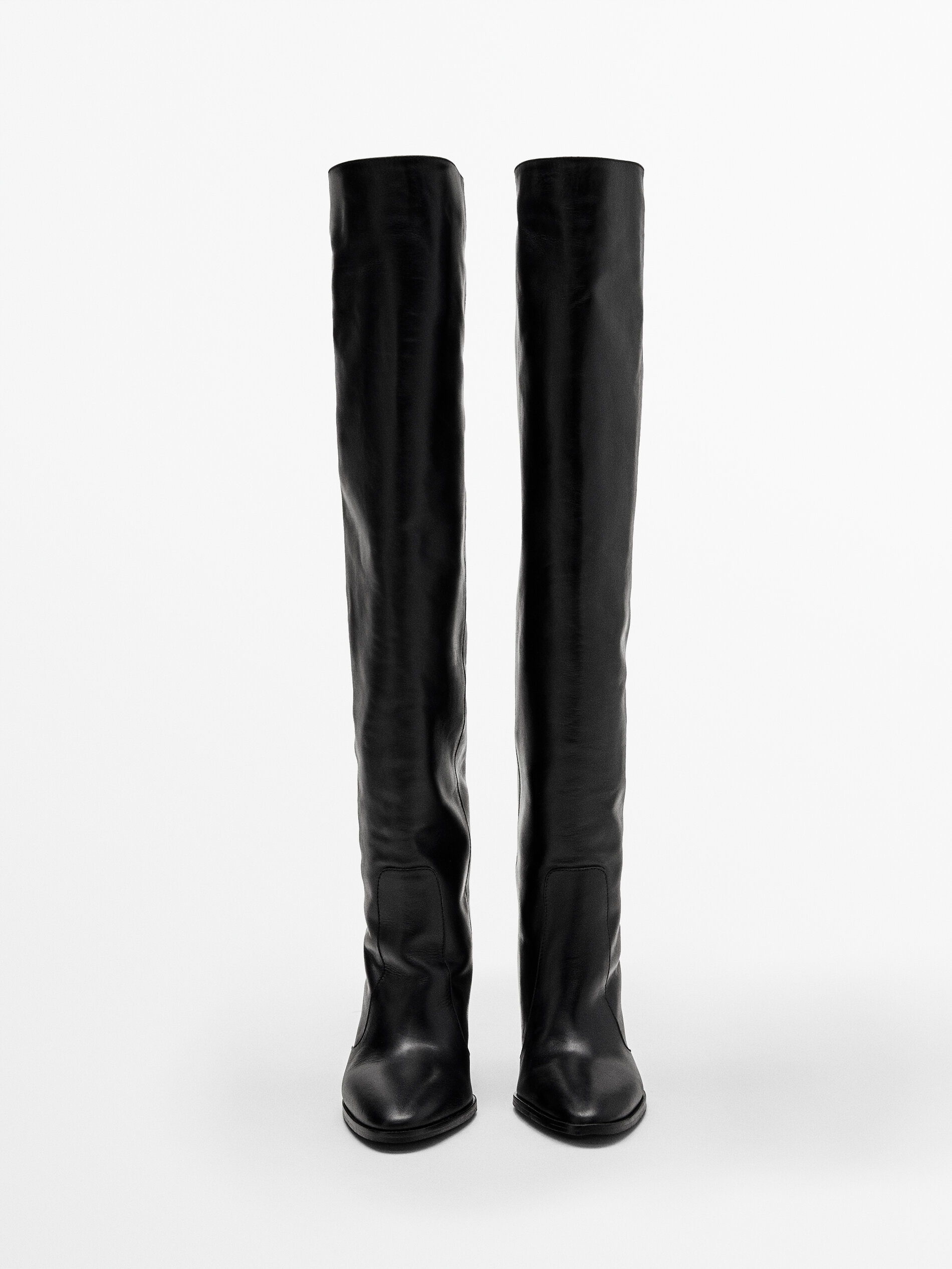 black leather knee boots