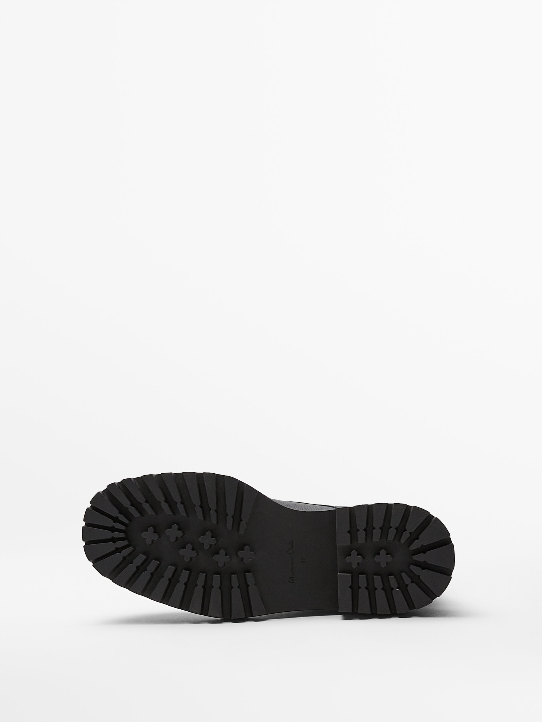 Bota com cordões em pele preta - Massimo Dutti Portugal