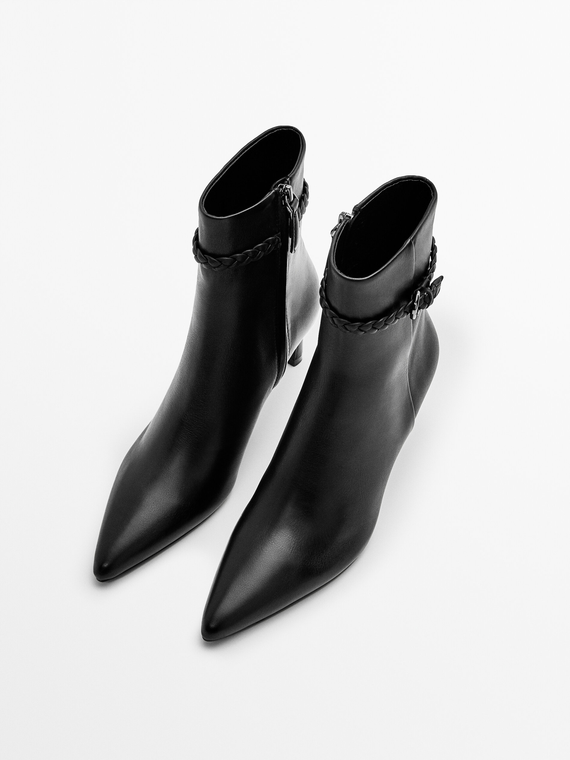 STIVALETTI CON TACCO IN PELLE CON INTRECCIO - Massimo Dutti Italia