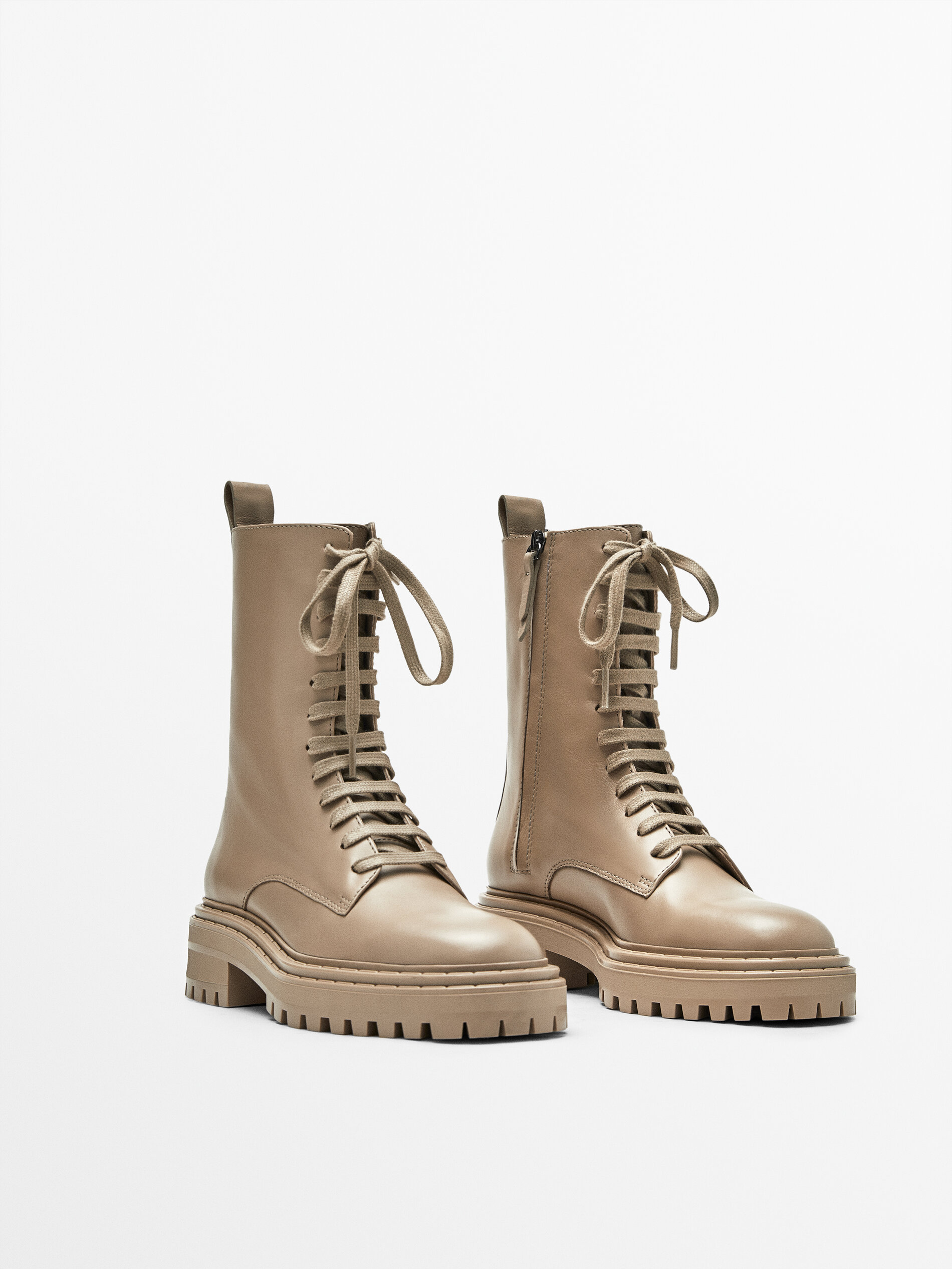 leather lace booties