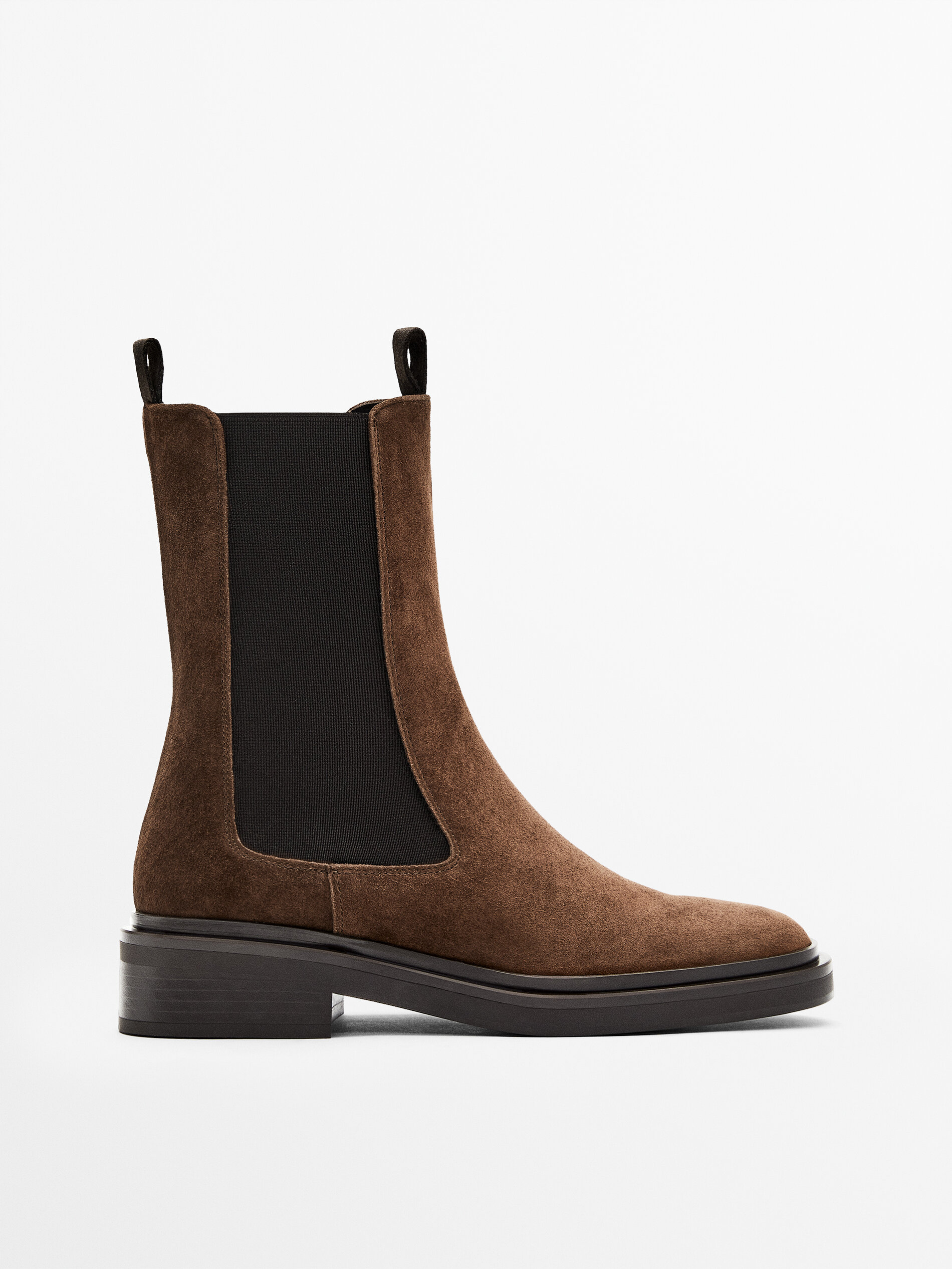 Botín chelsea caña alta serraje - Massimo Dutti España