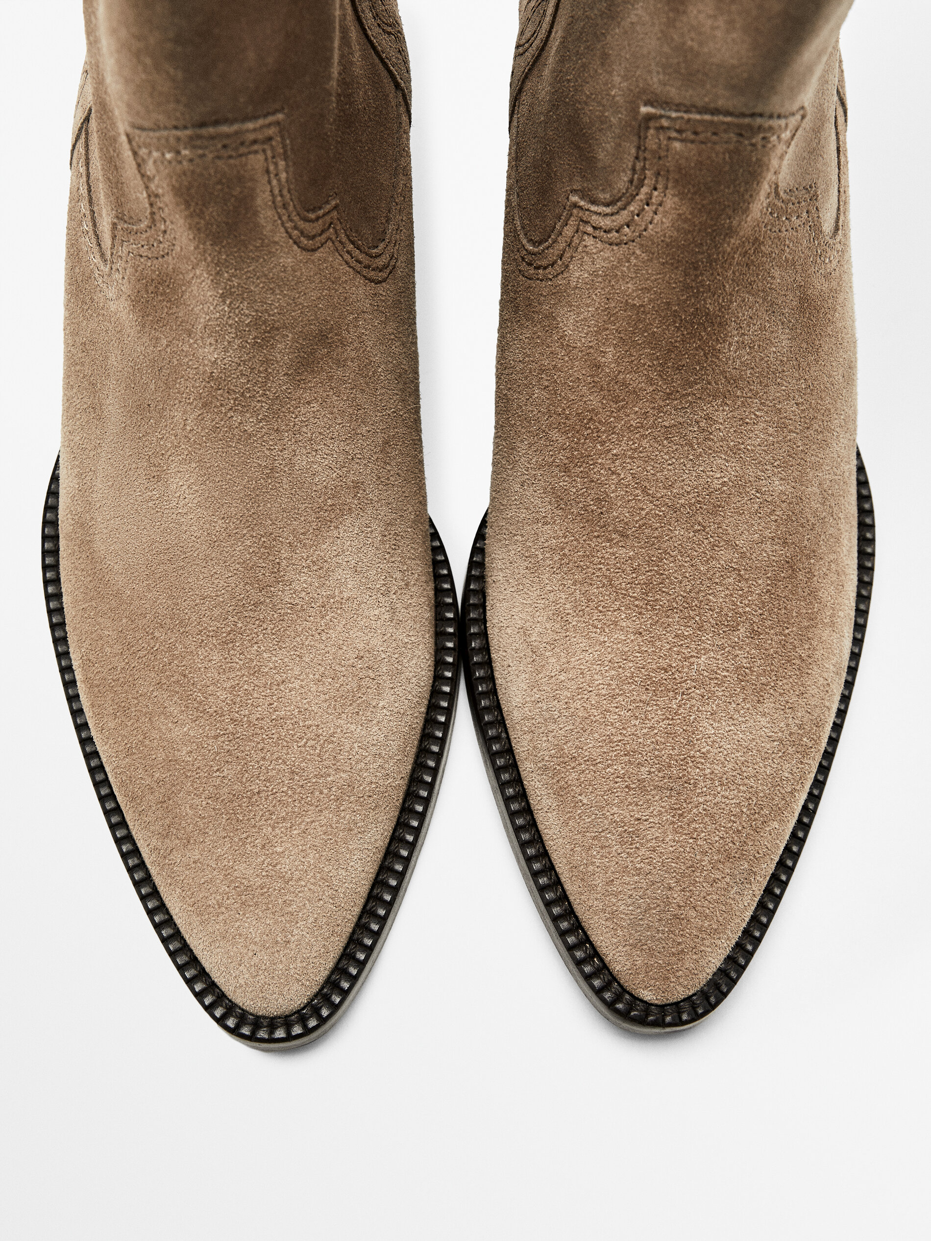 Botín cowboy serraje caña alta - Massimo Dutti España