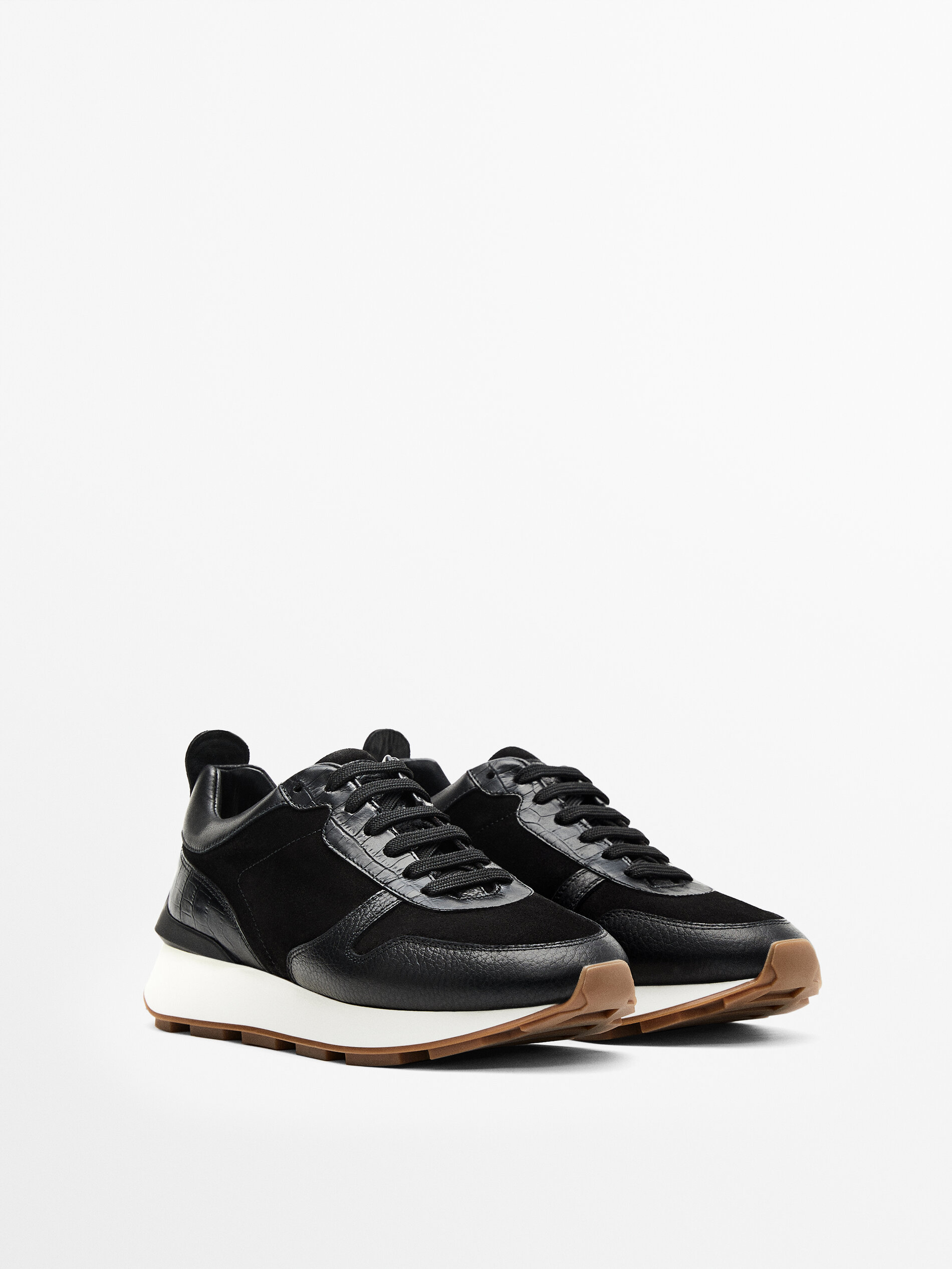 Womens black leather trainer Clearance