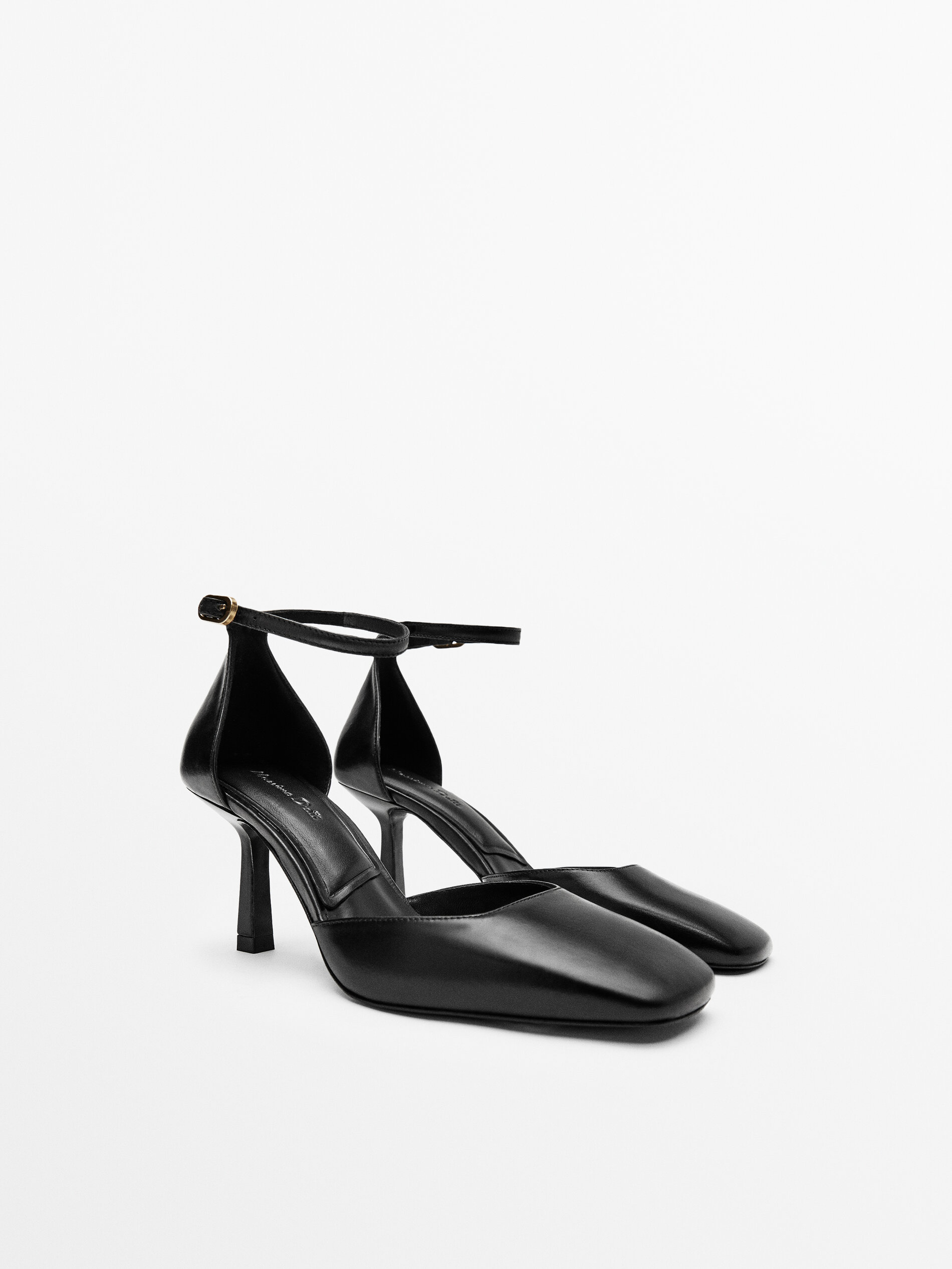 Zapato tacón piel negro pulsera - Massimo Dutti España