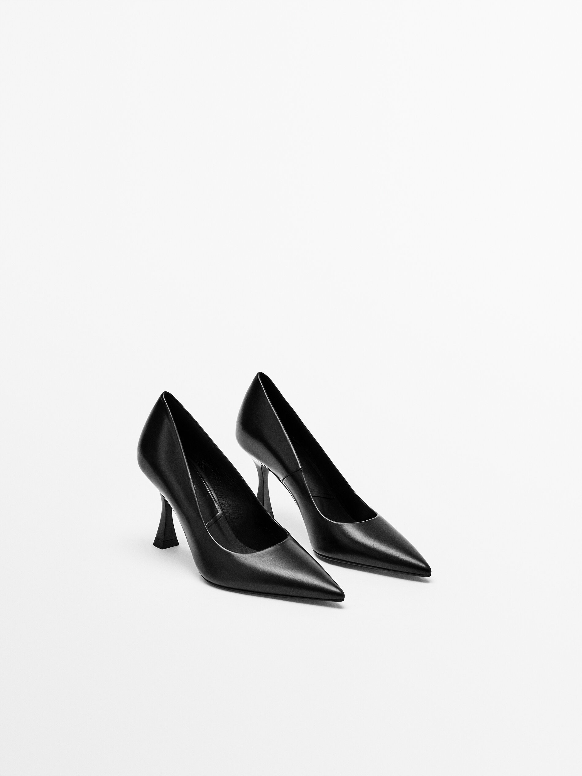 BLACK LEATHER HIGH-HEEL SHOES - Massimo 