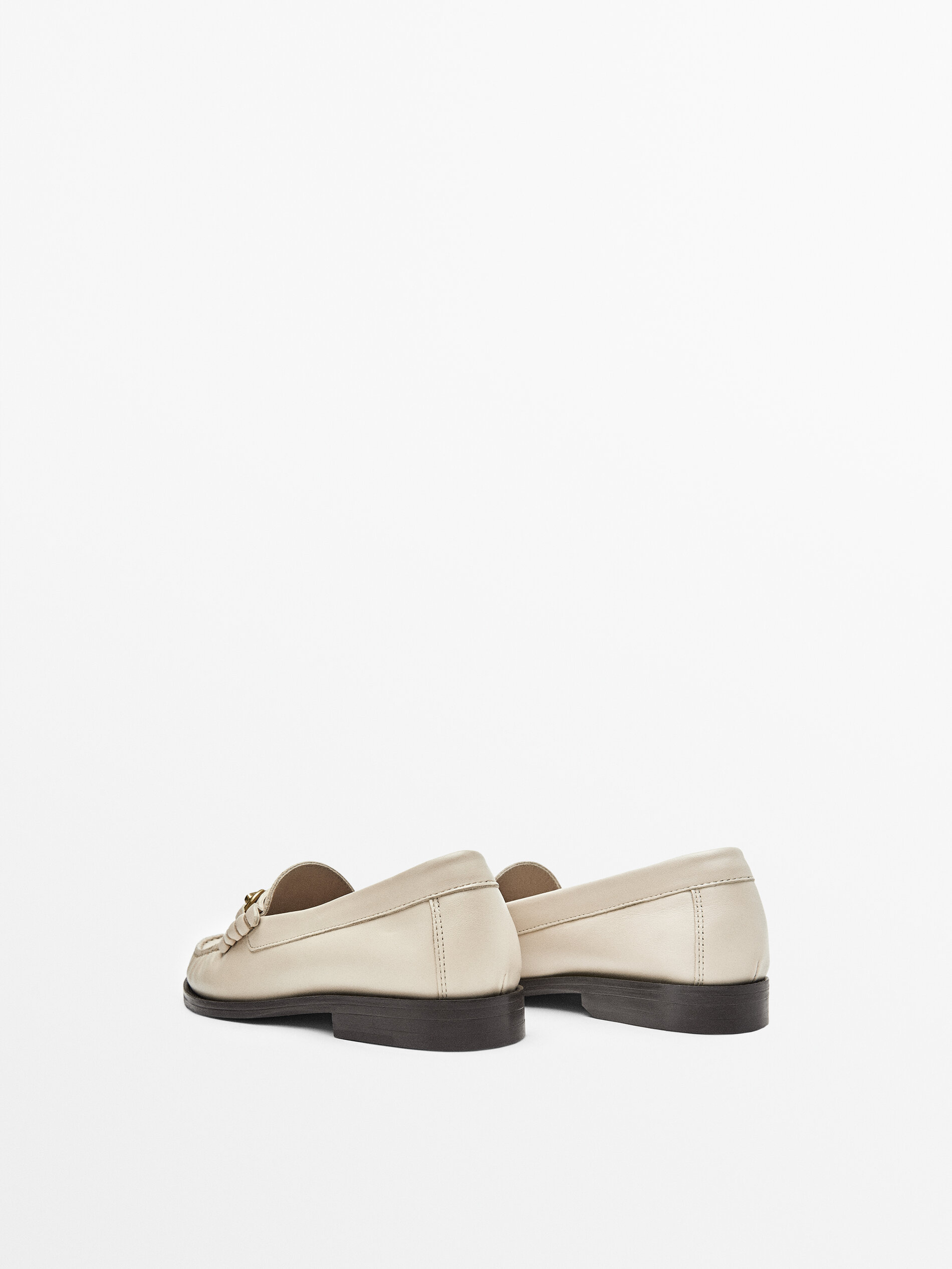ECRU LEATHER LOAFERS WITH BUCKLE