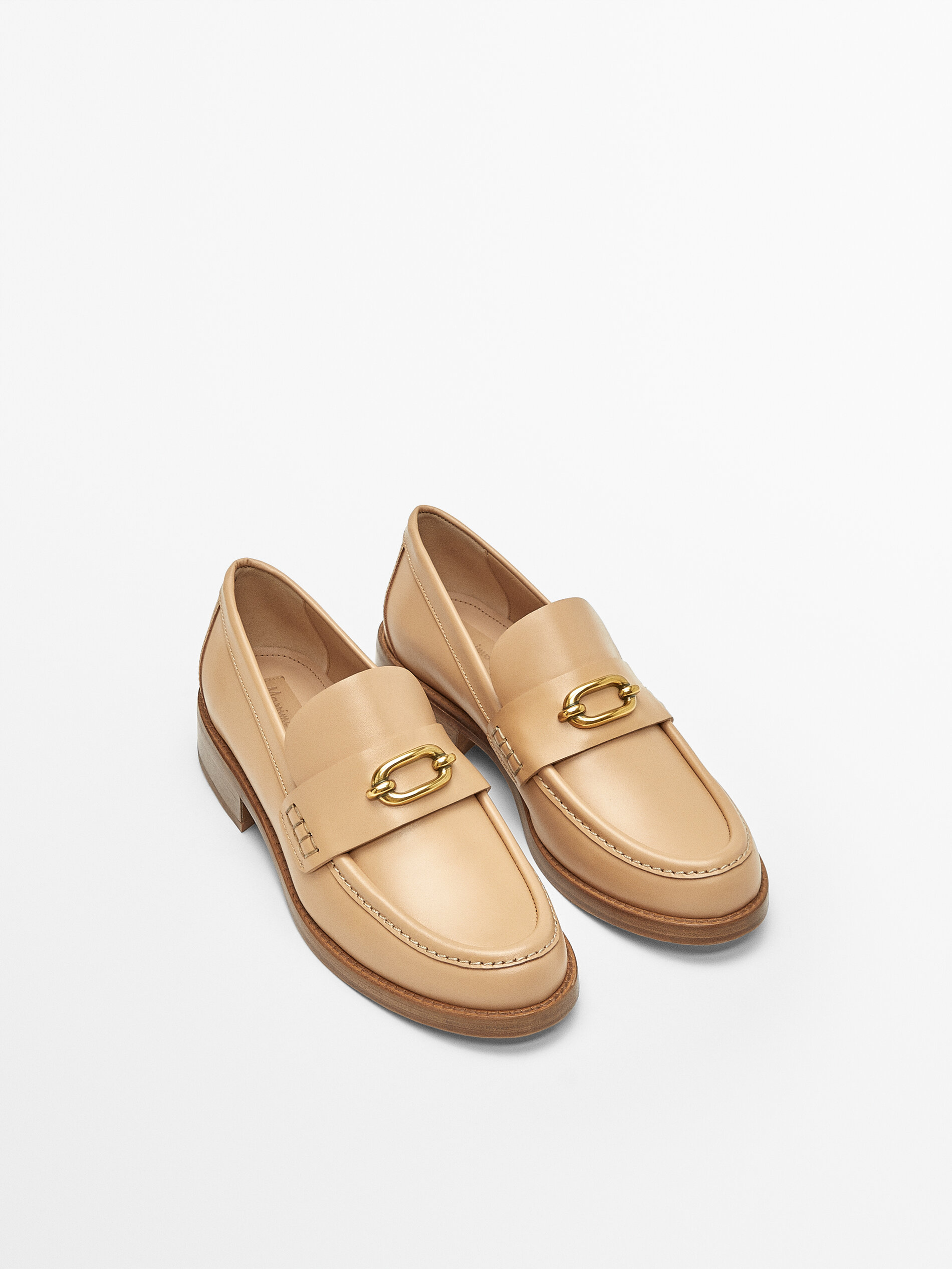 MOCASSINI IN PELLE CON APPLICAZIONE METALLICA - Massimo Dutti Italia