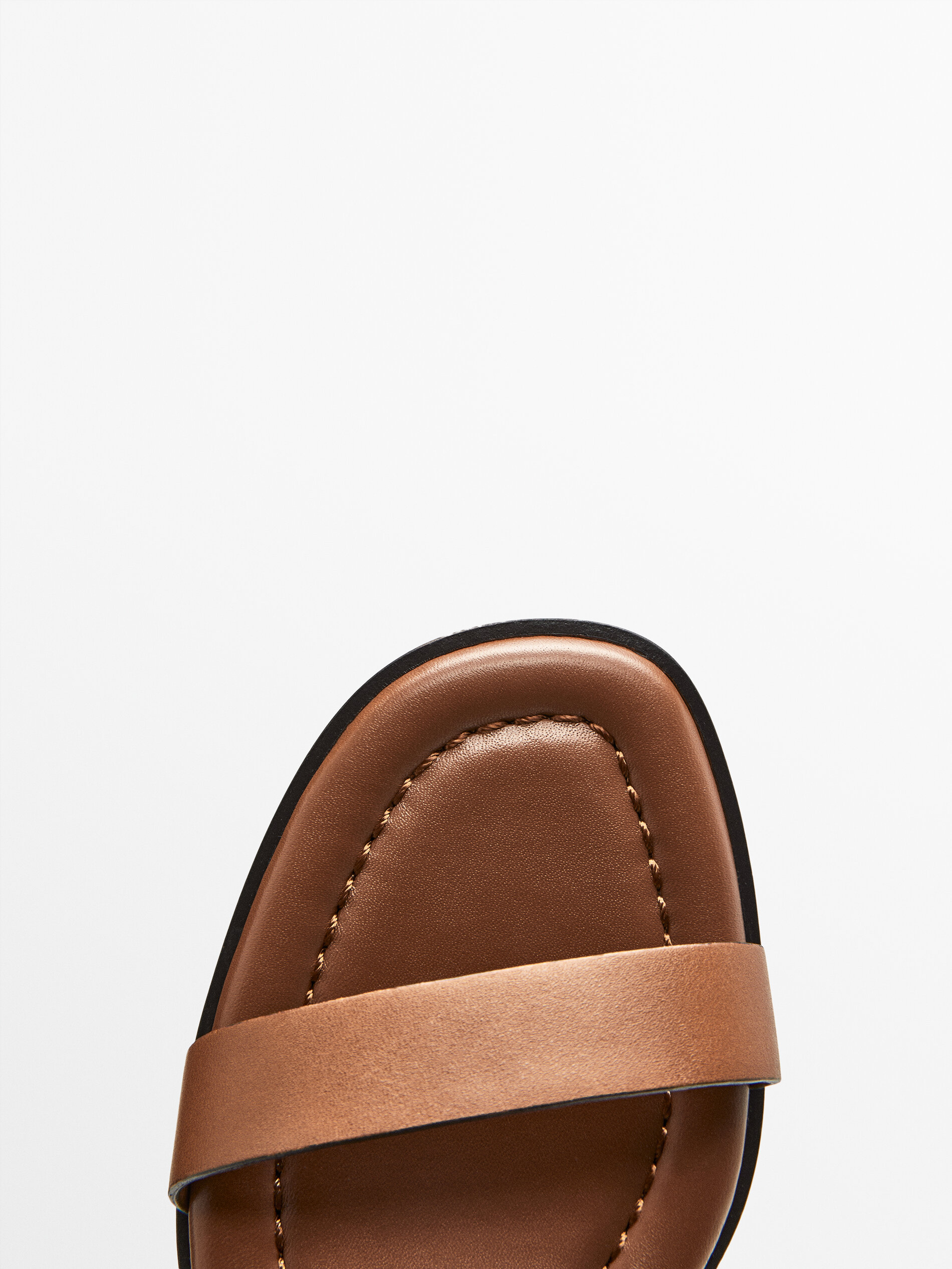 Sandalia tacón piel marrón - Massimo Dutti España