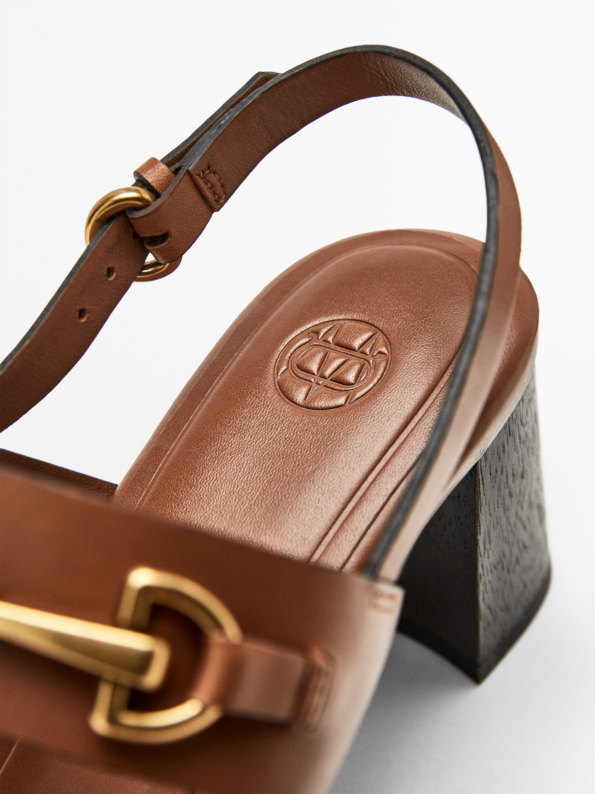 BROWN LEATHER HEELED SANDALS - Massimo 