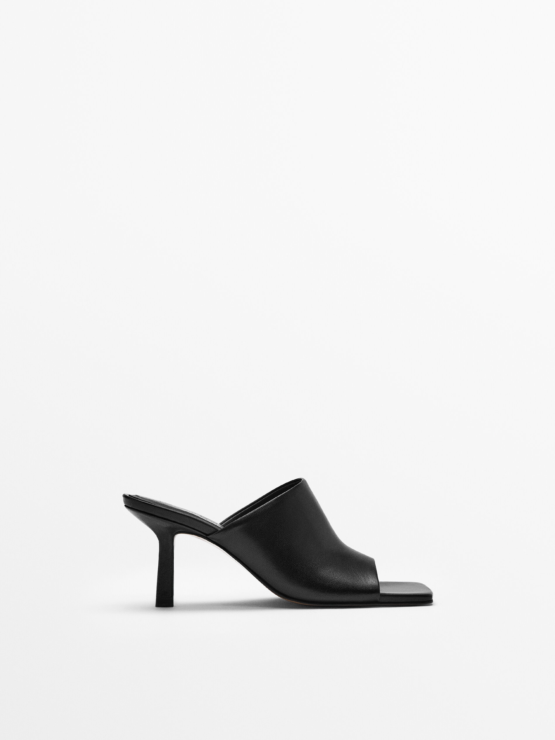 Sandalia tacón piel pala ancha - Massimo Dutti España