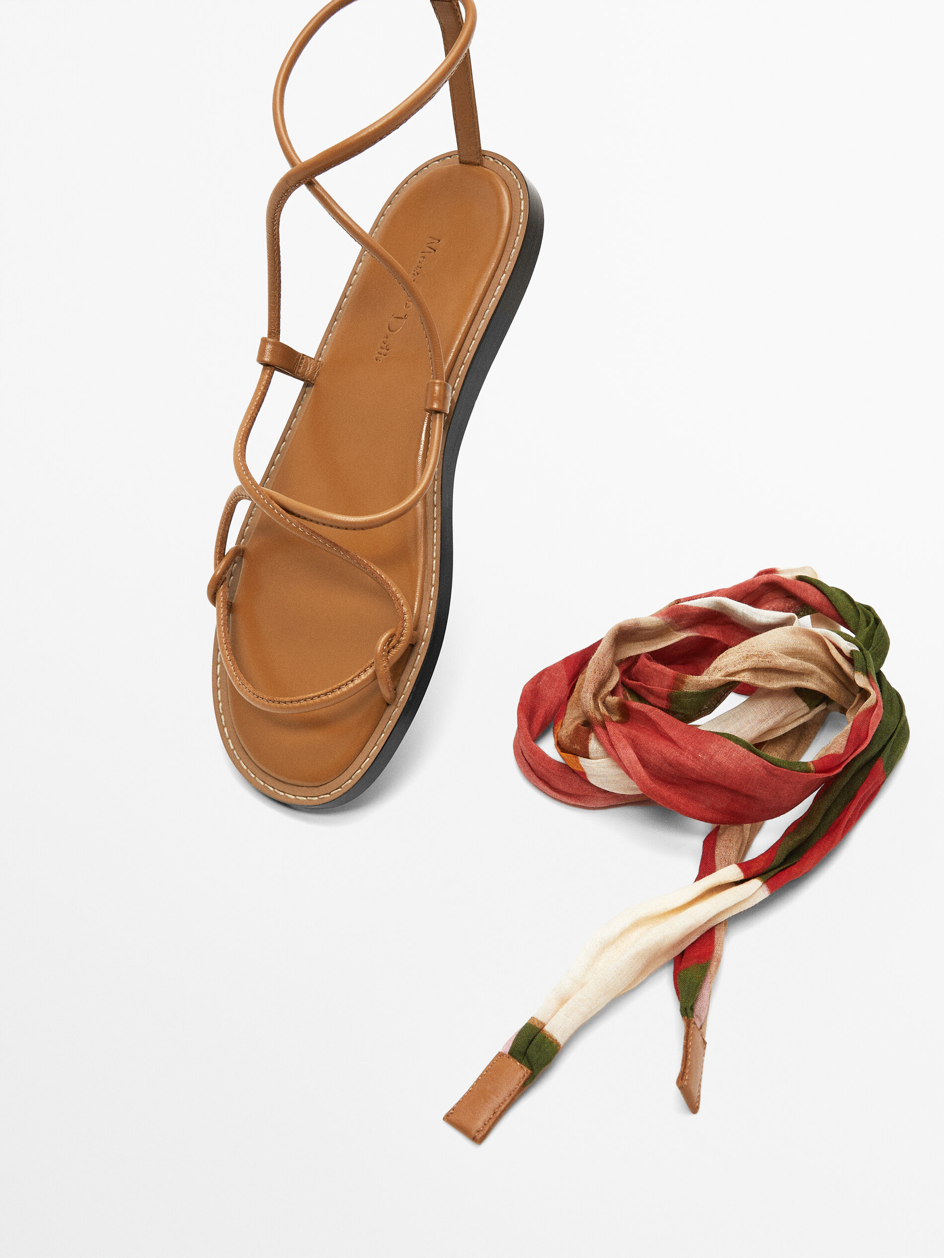 Sandalia plana piel tiras intercambiables - Massimo Dutti España