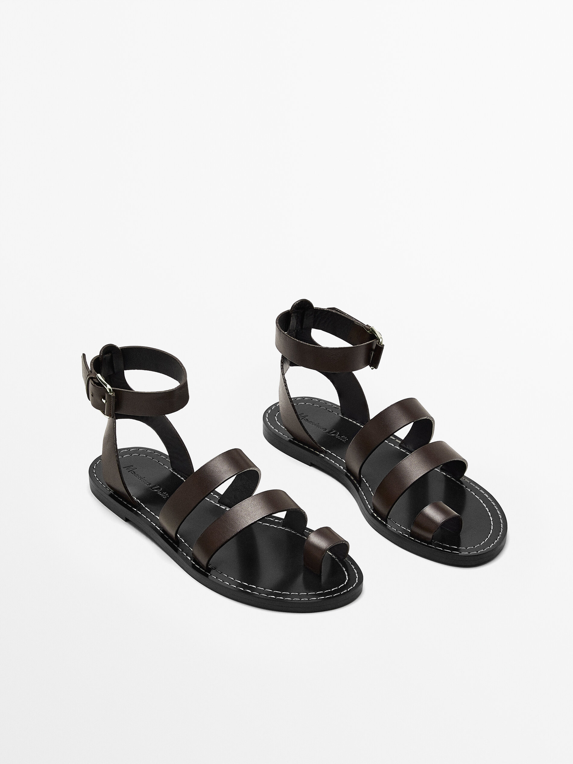 SANDALI BASSI IN PELLE INCROCIATI - Massimo Dutti Italia