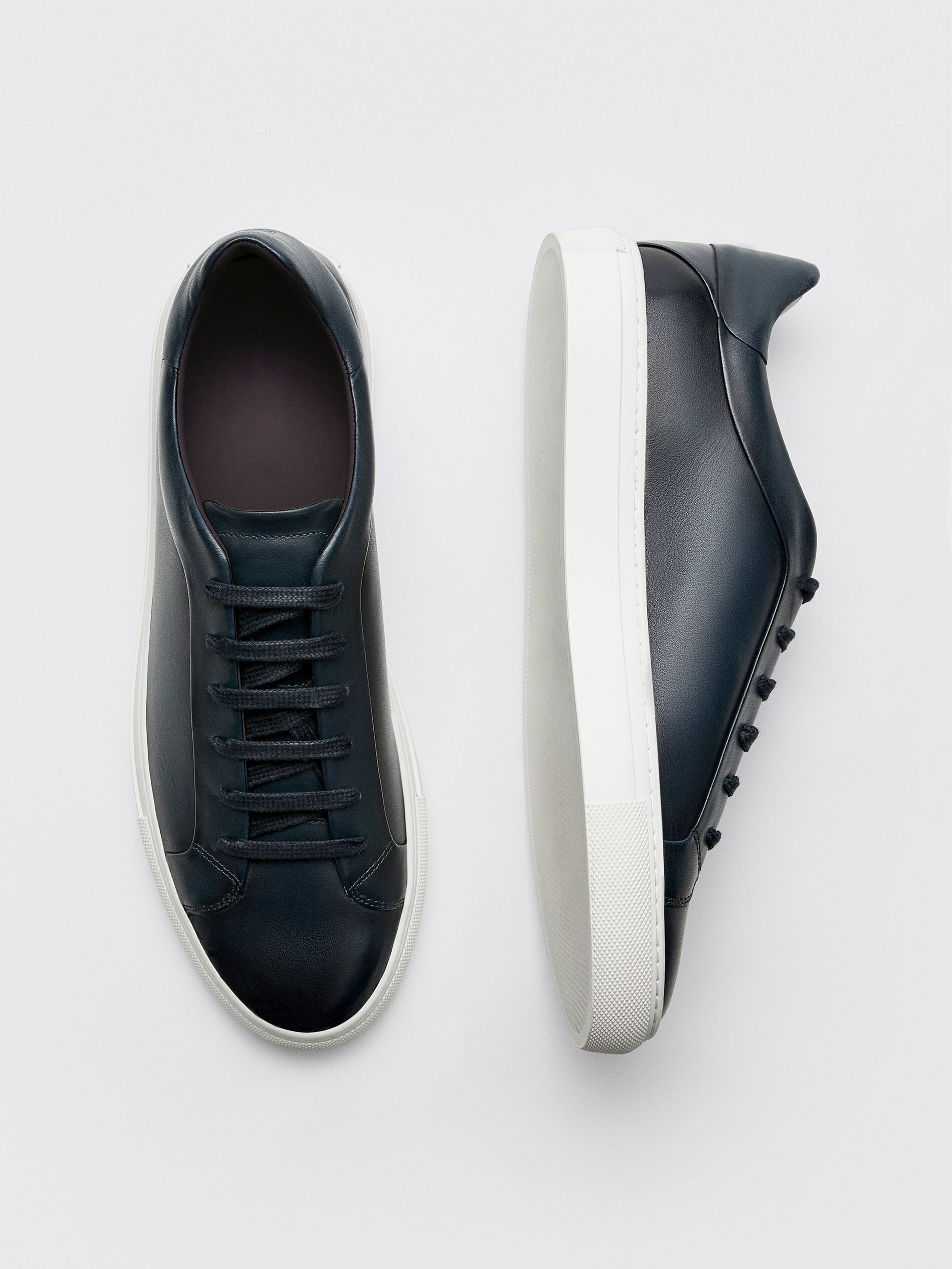 blue leather trainers