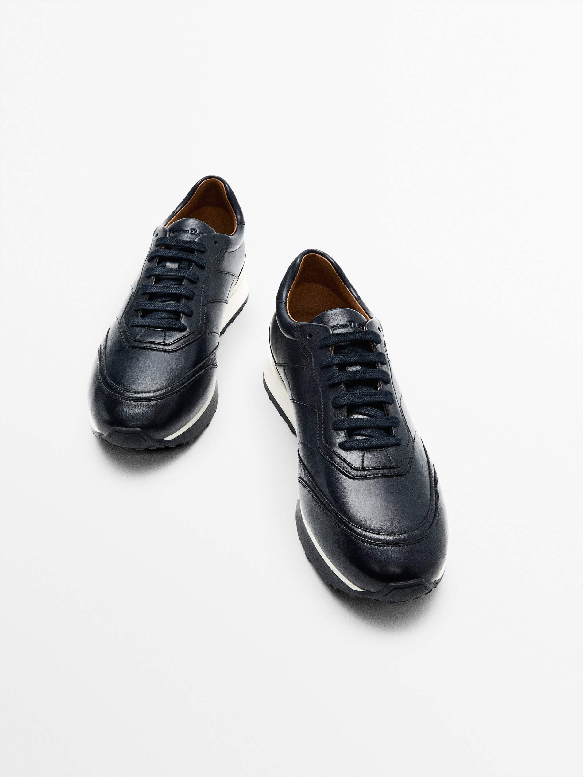 null´s PREMIUM LEREN BLAUWE SNEAKERS Massimo Dutti Nederland